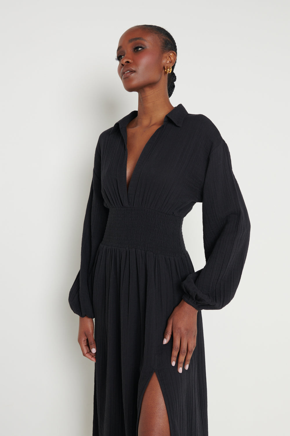 Loretta Shirred Midaxi Dress - Black – Pretty Lavish