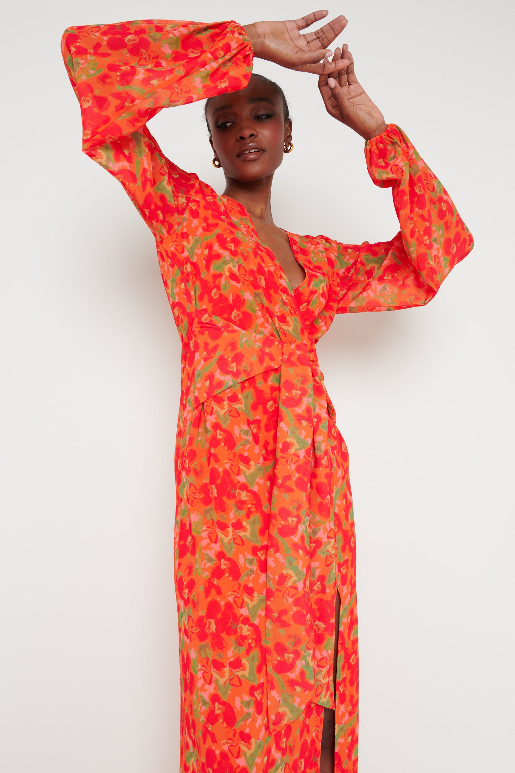 Olivette Jumpsuit - Red and Orange Floral – Pretty Lavish