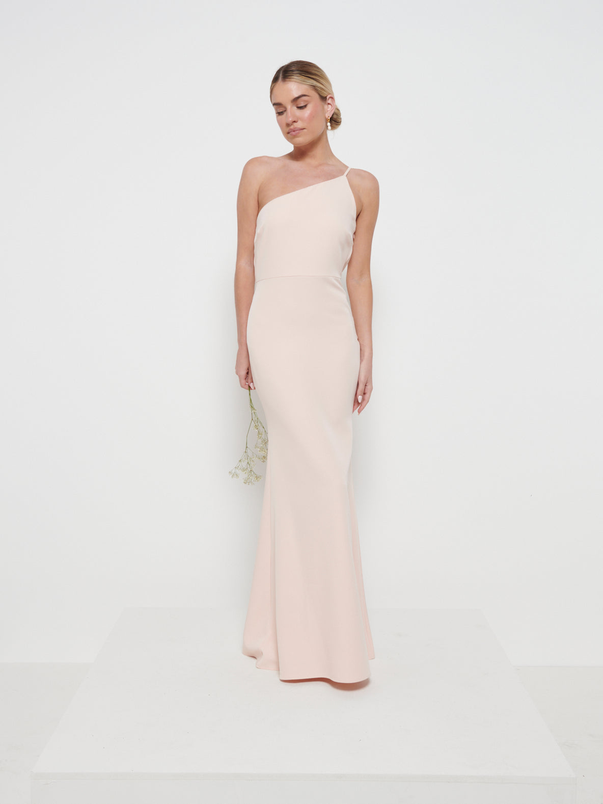 Amelia Crepe Maxi Bridesmaid Dress - Blush, 6