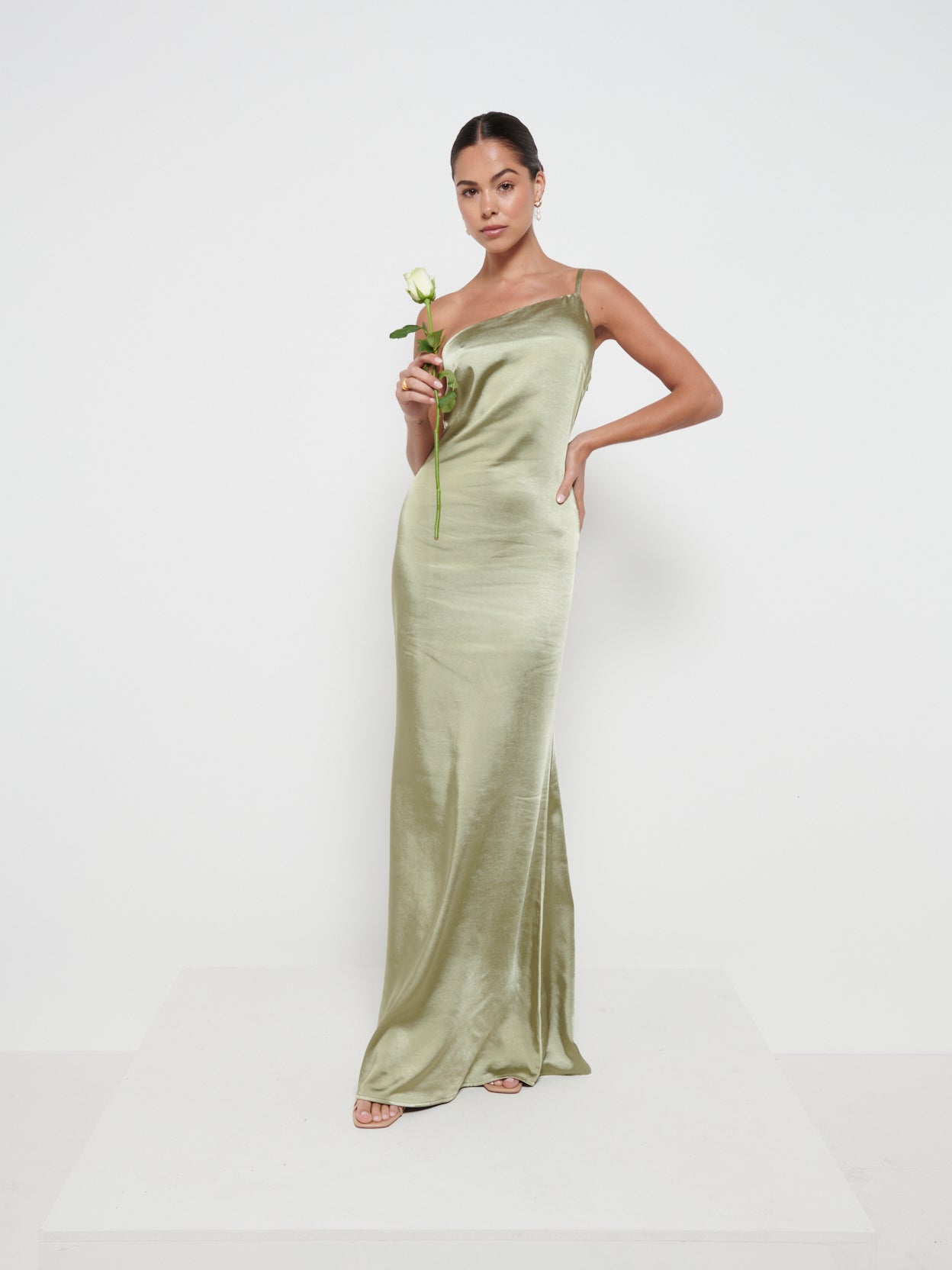 Amelia Maxi Bridesmaid Dress - Matte Olive, 16