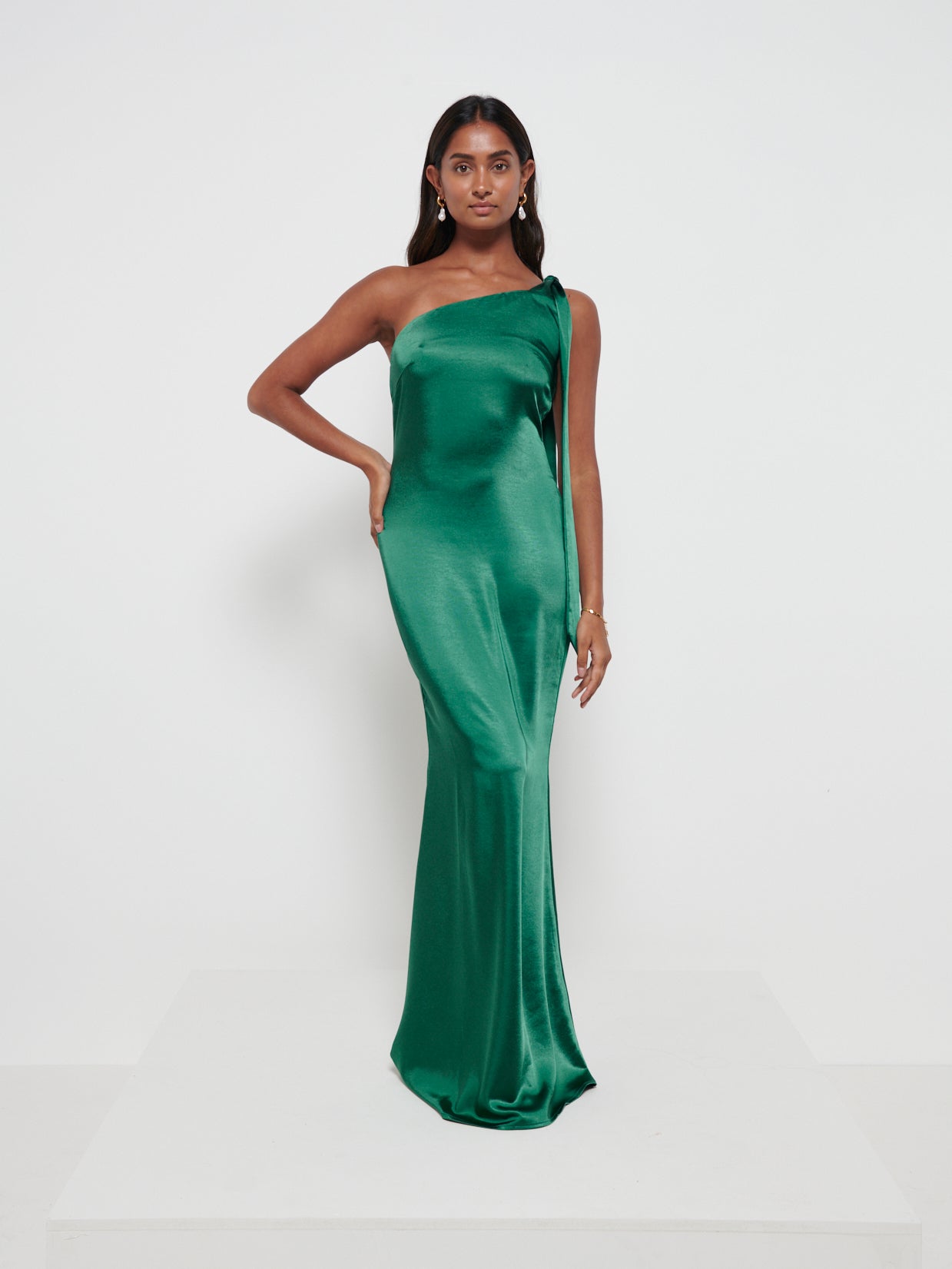 Amelia Tie Maxi Bridesmaid Dress - Matte Emerald, 14