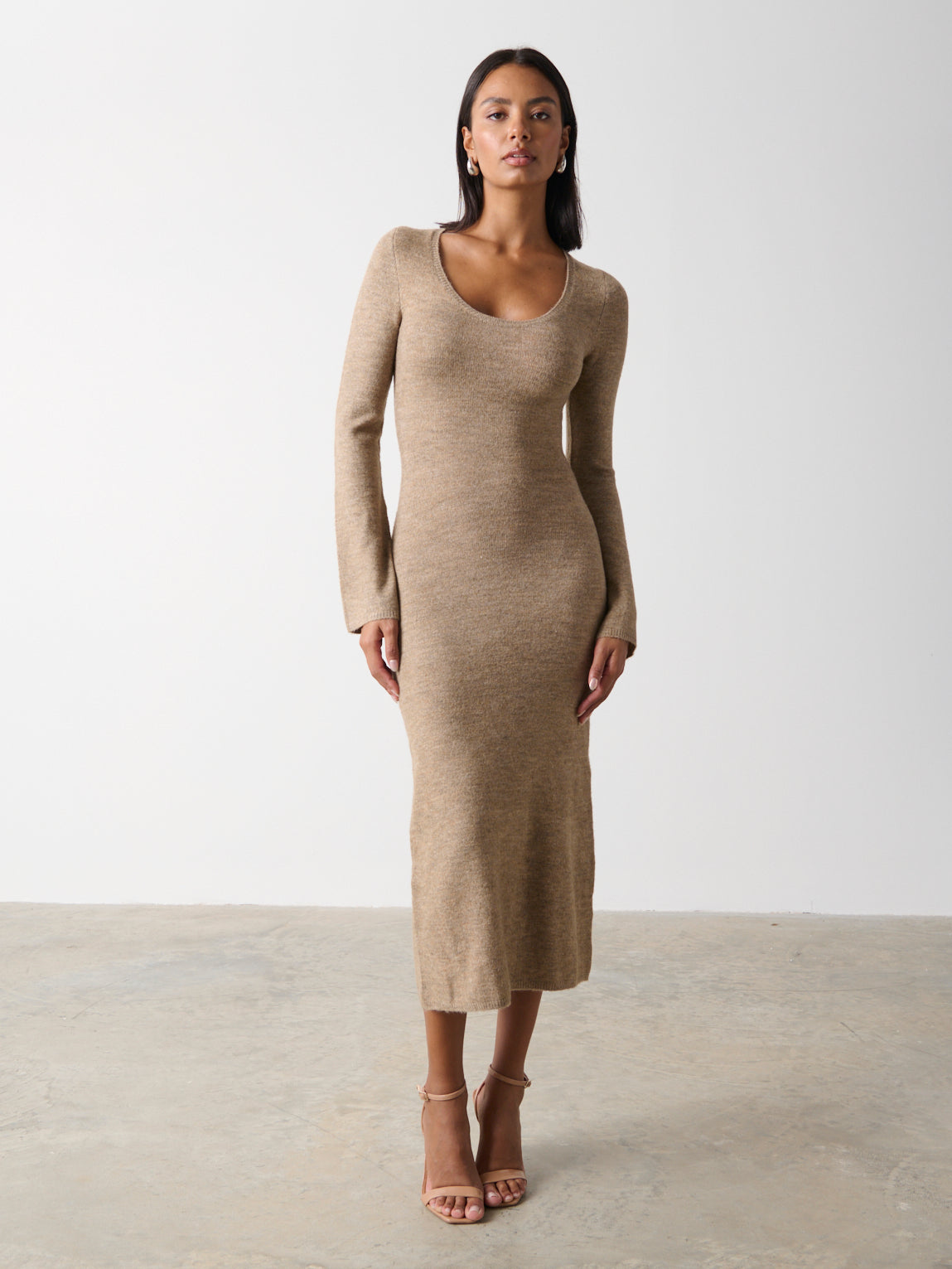 Baylee Soft Knit Midaxi Dress - Beige – Pretty Lavish