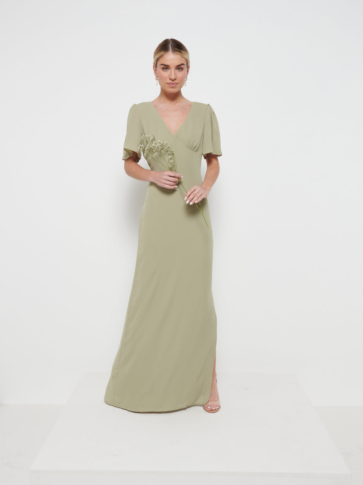 Edie Chiffon Maxi Bridesmaids Dress - Olive, 8