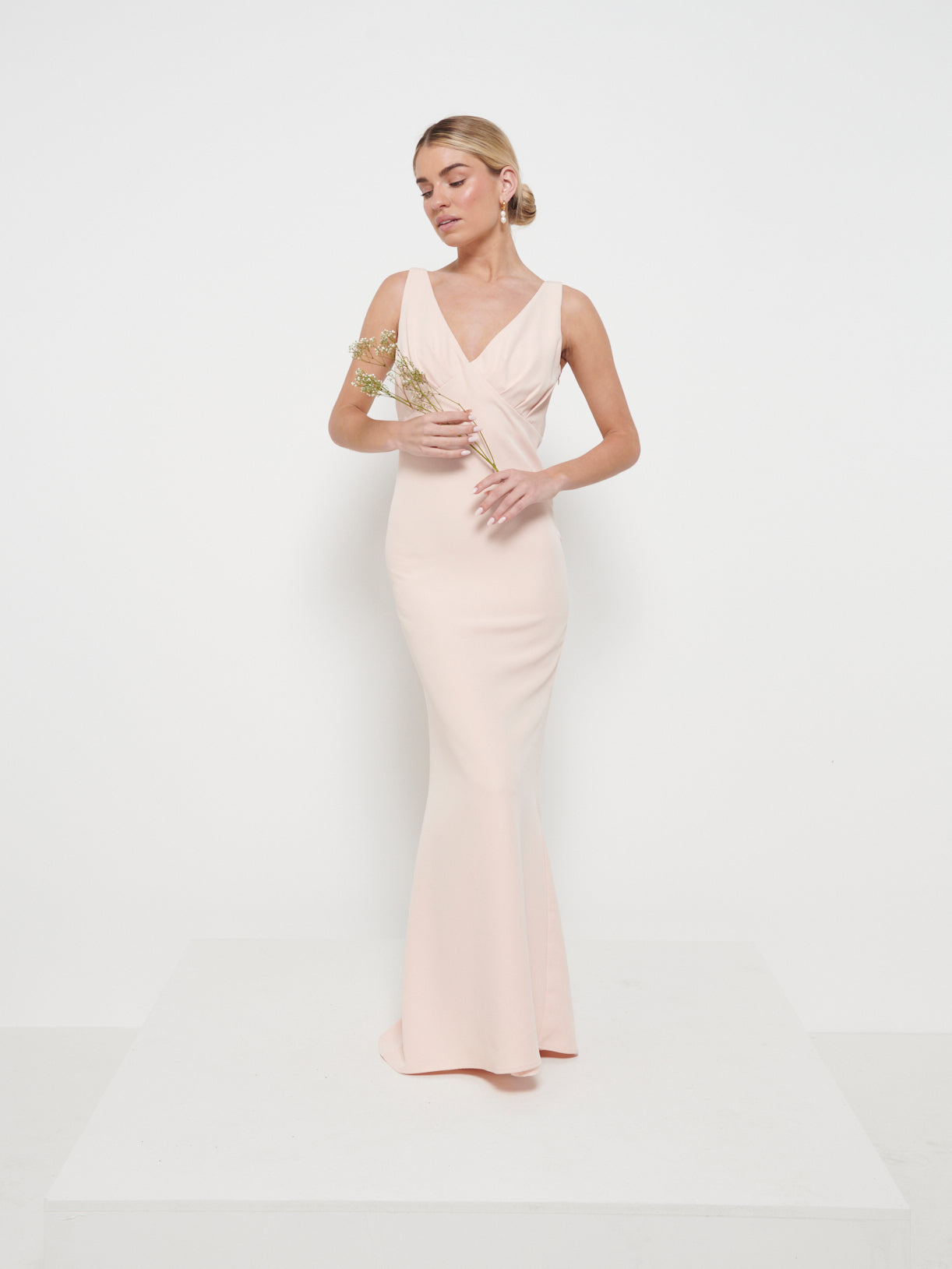 Esmee Crepe Maxi Bridesmaid Dress - Blush, 6