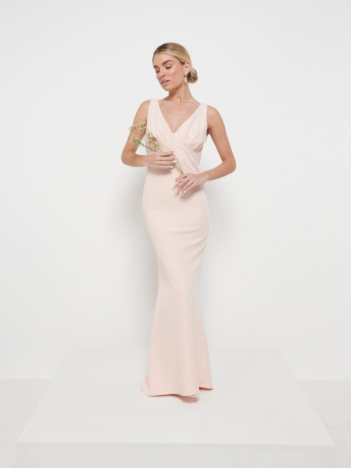 Esmee Crepe Maxi Bridesmaid Dress - Blush, 8