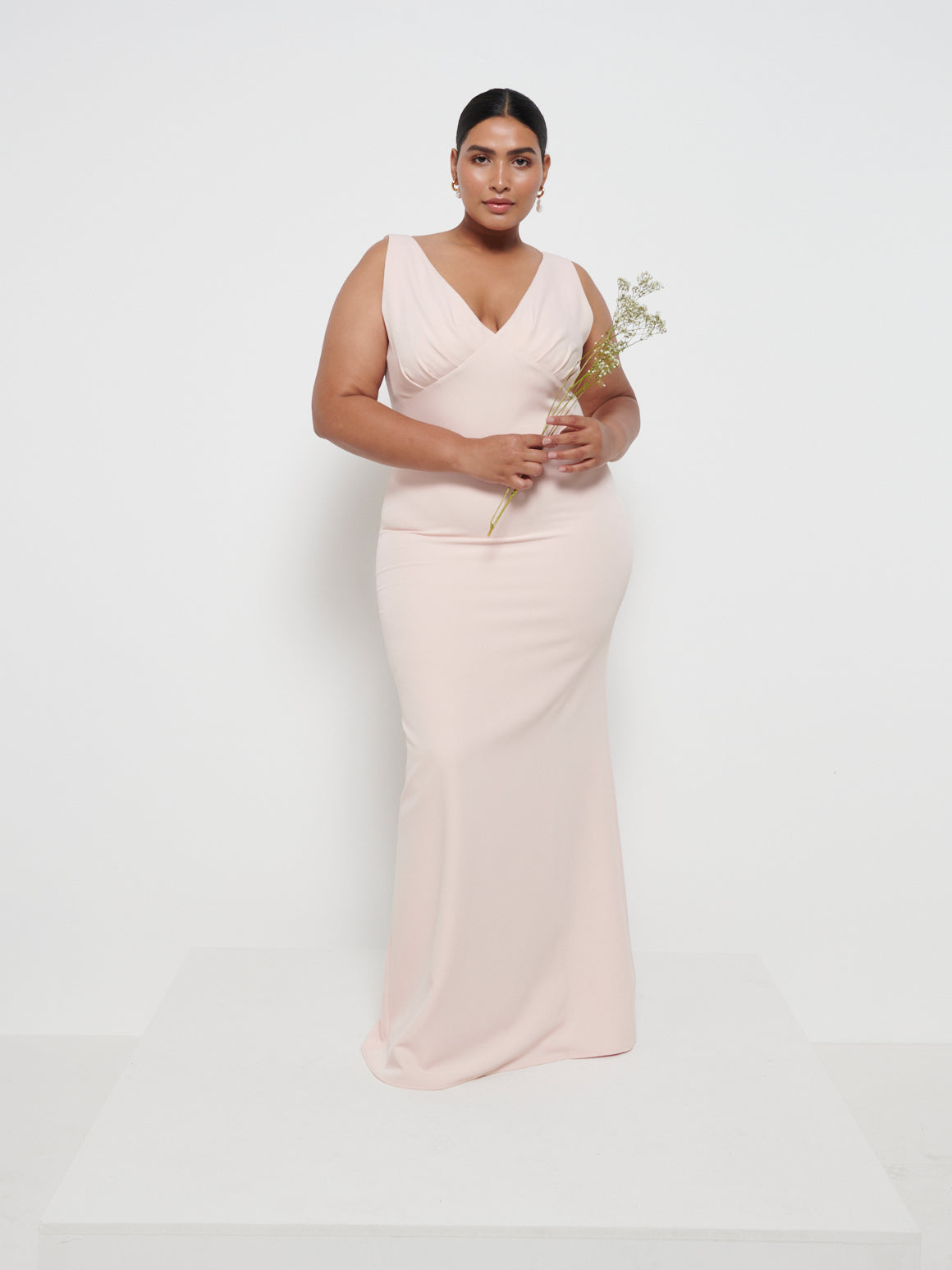 Esmee Crepe Maxi Bridesmaid Dress Curve - Blush, 20