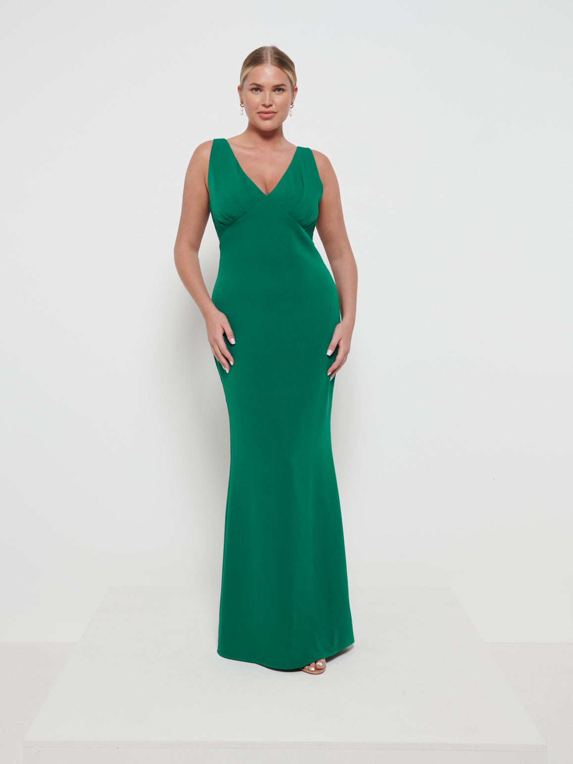 Esmee Crepe Maxi Bridesmaid Dress - Emerald, 14