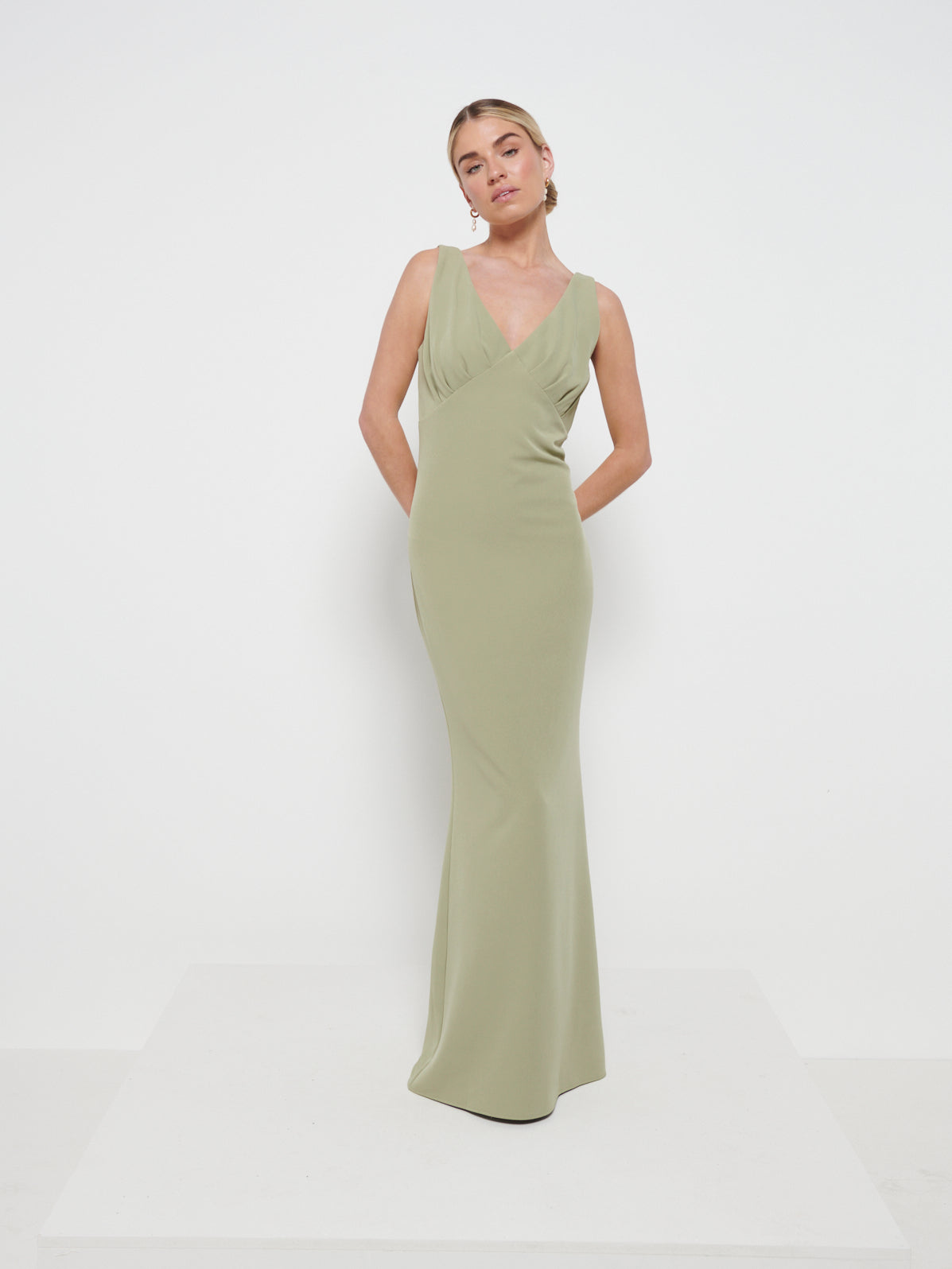 Esmee Crepe Maxi Bridesmaid Dress - Olive, 10