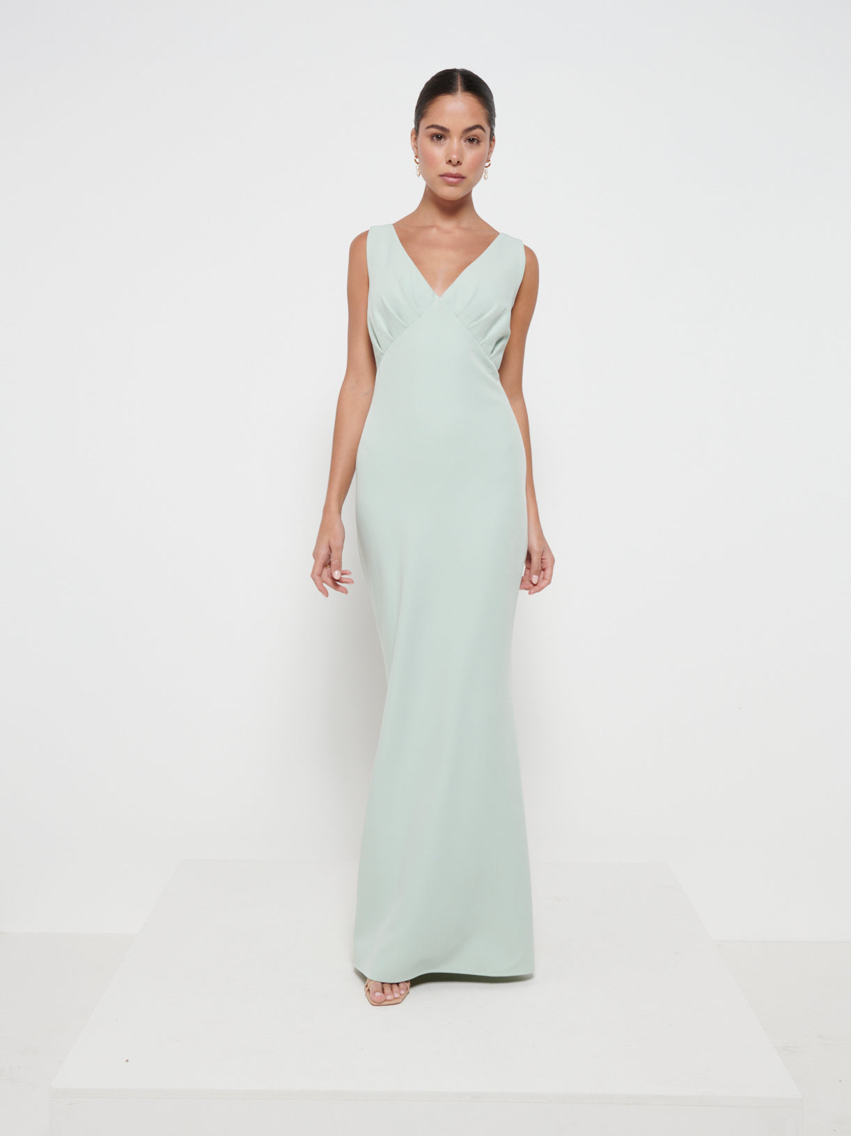 Esmee Crepe Maxi Bridesmaid Dress - Sage, 18