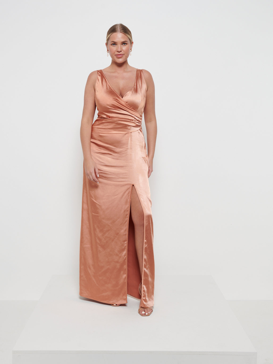 Esmee Wrap Maxi Bridesmaid Dress - Matte Cinnamon, 10