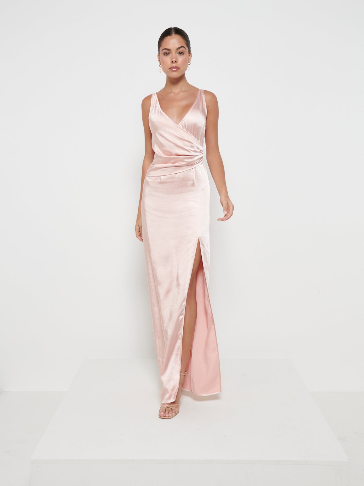 Esmee Wrap Maxi Bridesmaid Dress - Matte True Blush, 16