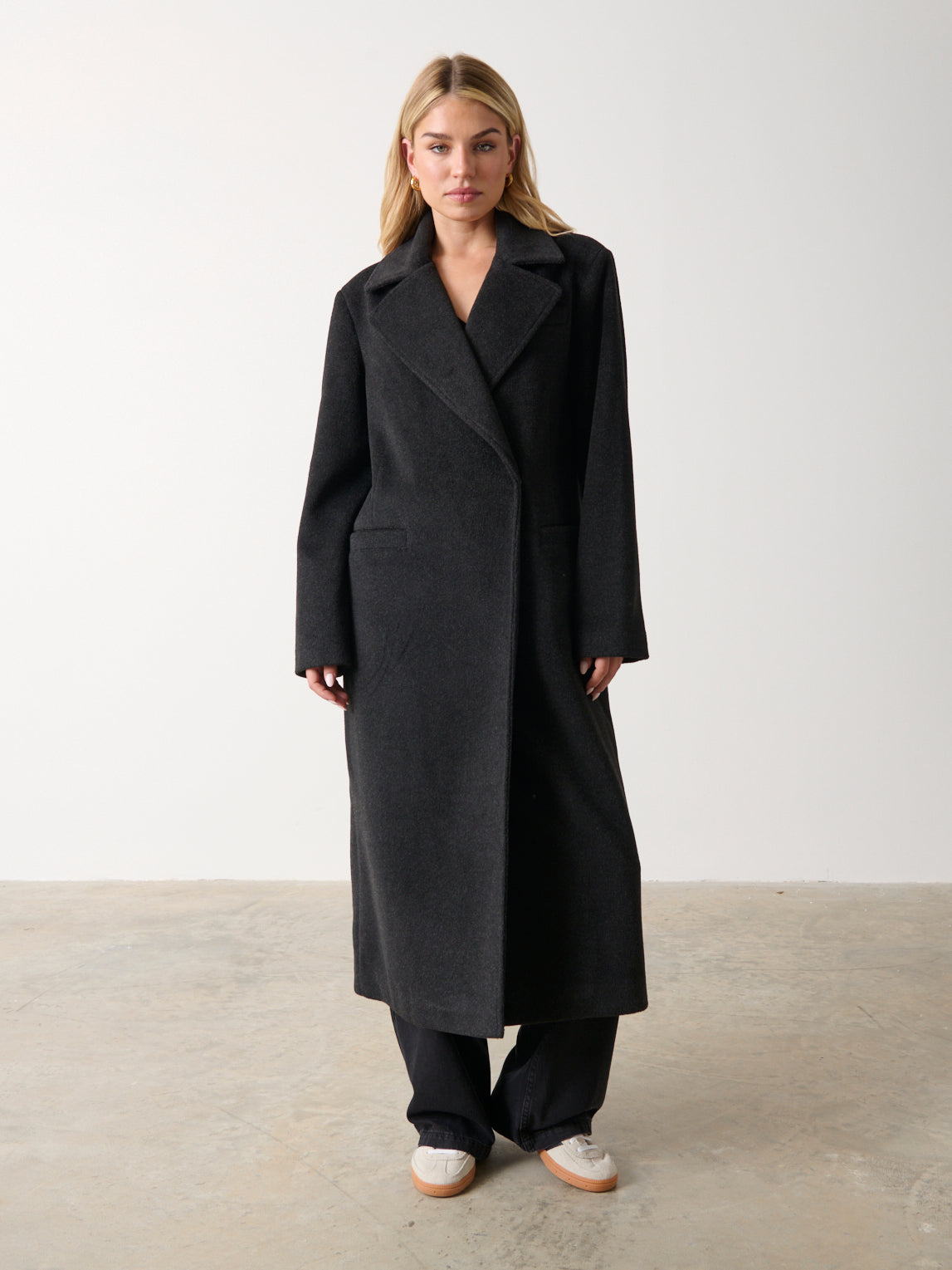 Ezra Boxy Collared Coat - Charcoal, XS