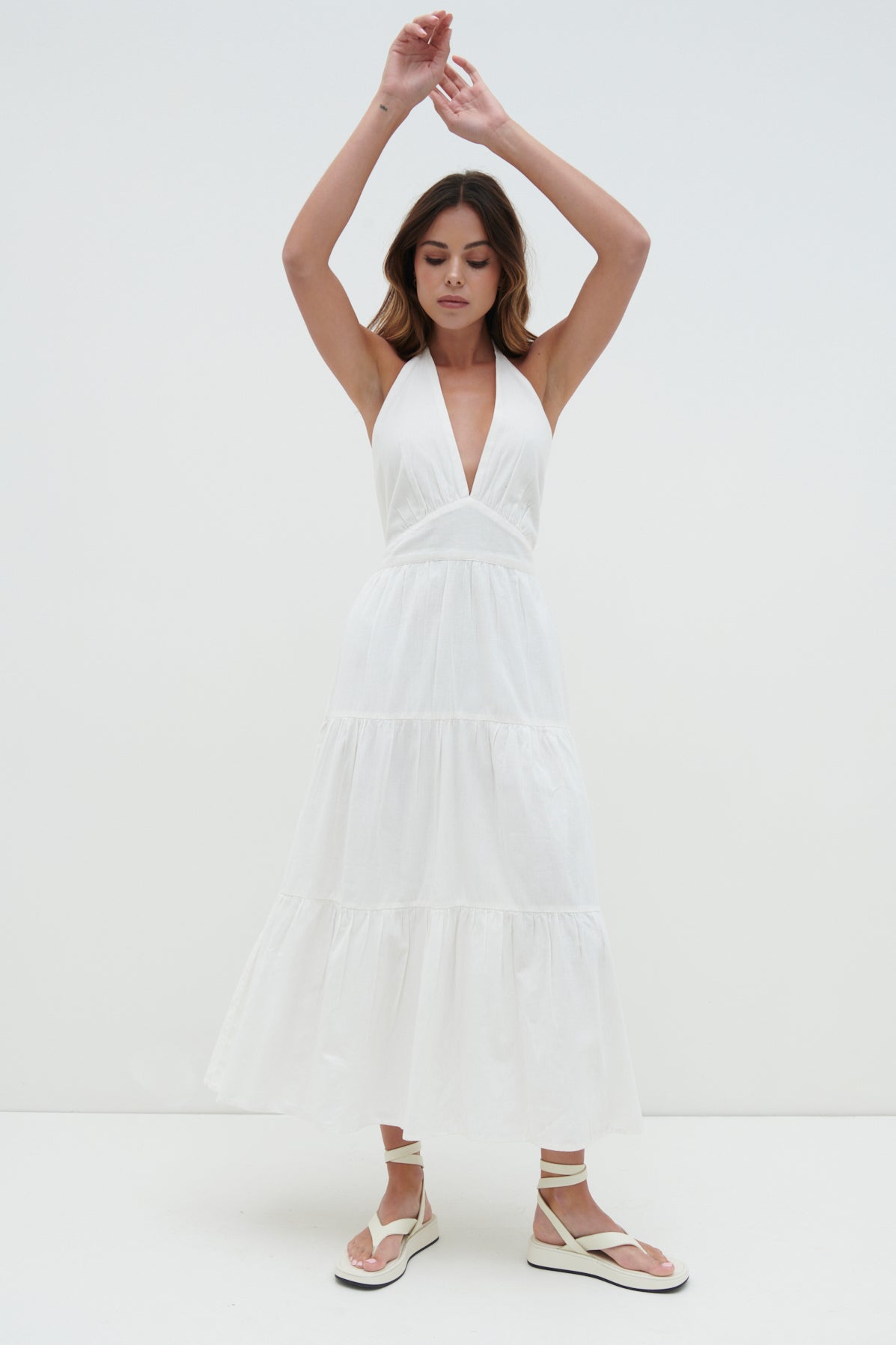 Gabrielle Halterneck Midaxi Dress - White, 12