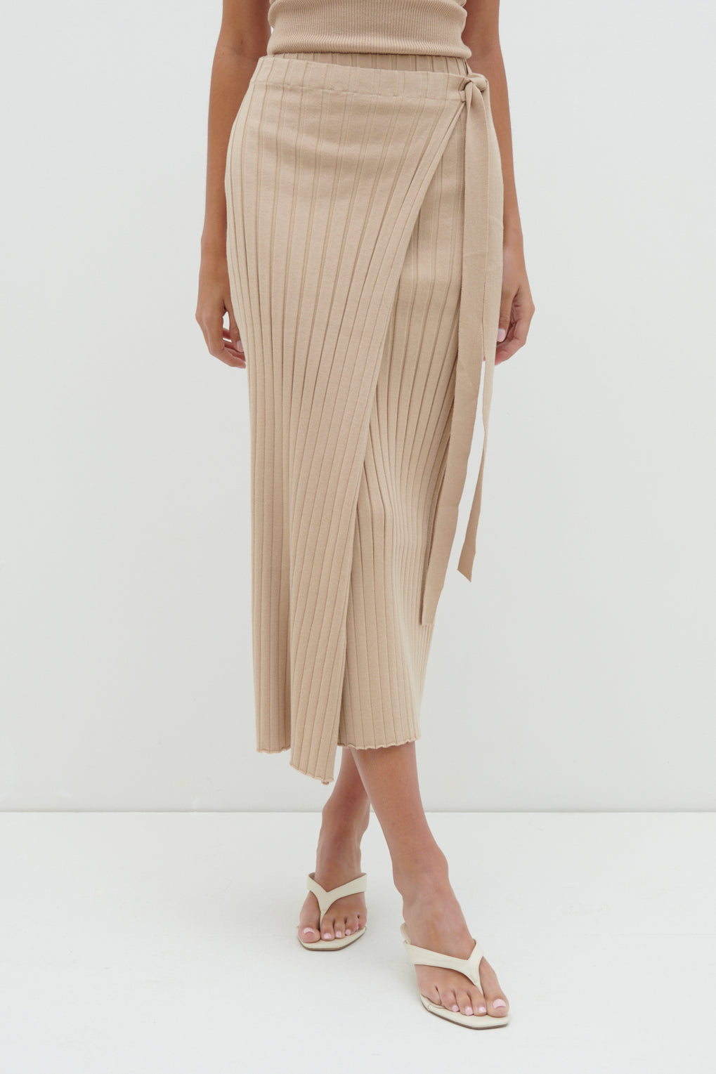 Hallie Wrap Midaxi Skirt - Beige, XS