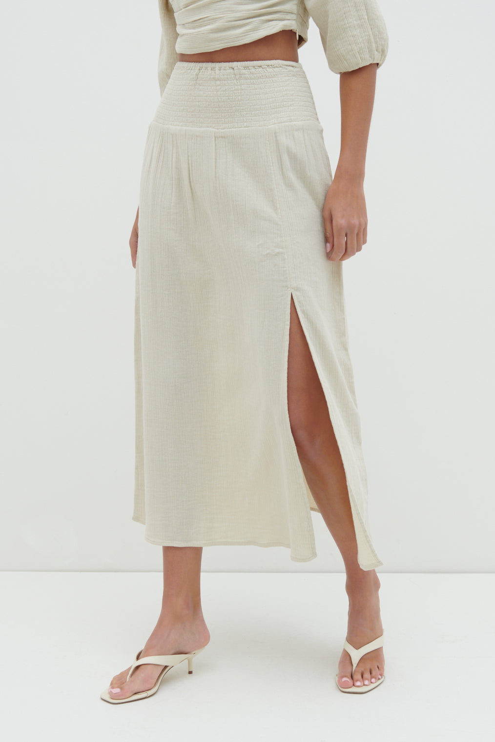 Ingrid Ruched Midaxi Skirt - Beige, 8