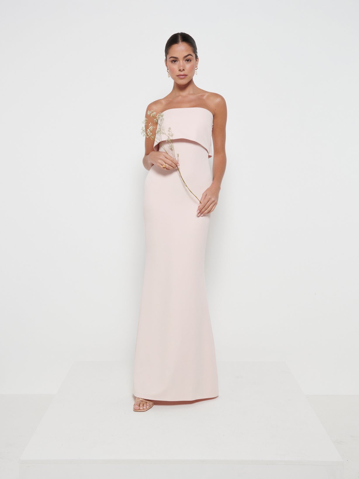 Julia Crepe Maxi Bridesmaid Dress - Blush, 10