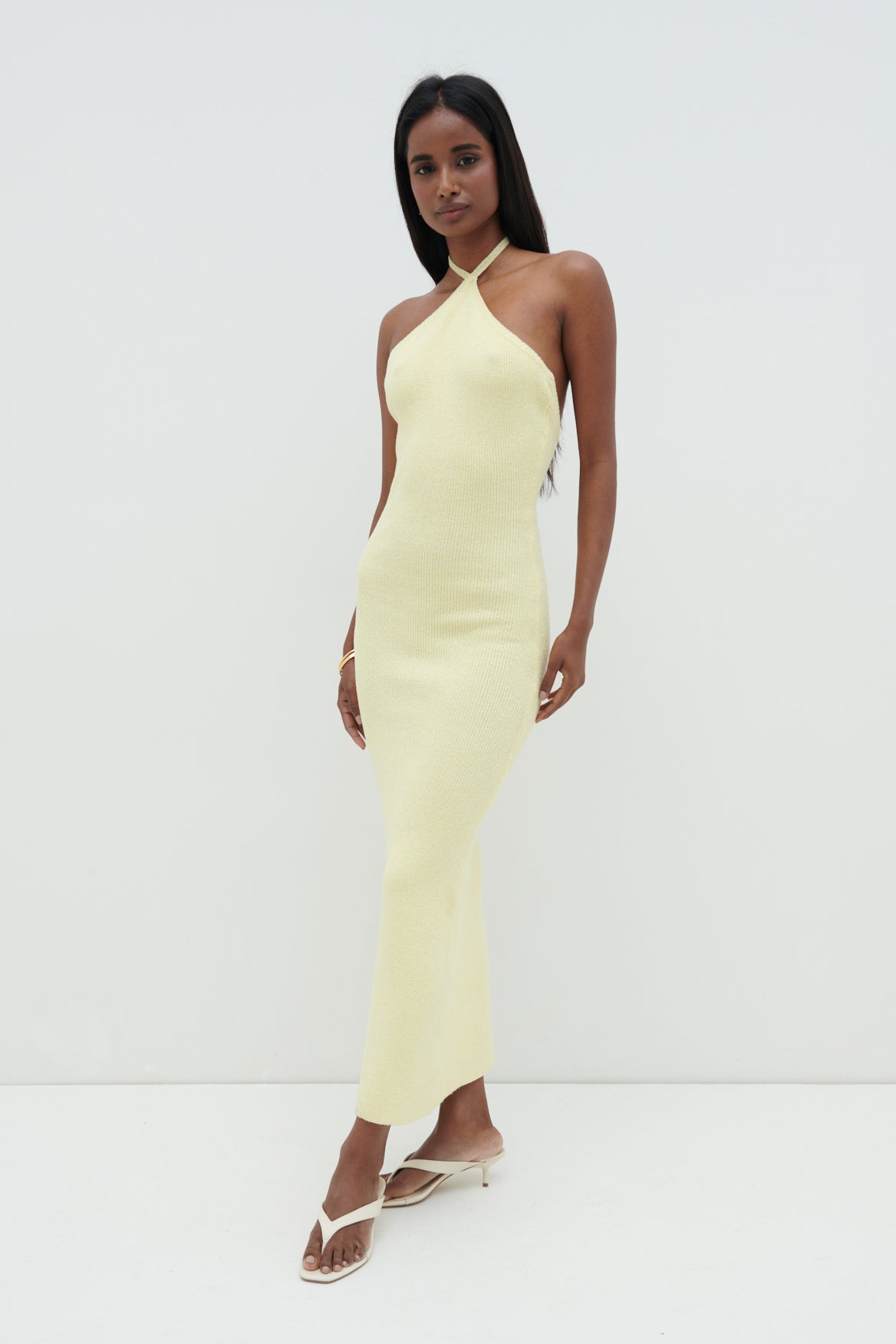 Khloe Knit Midaxi Dress - Lemon, XS