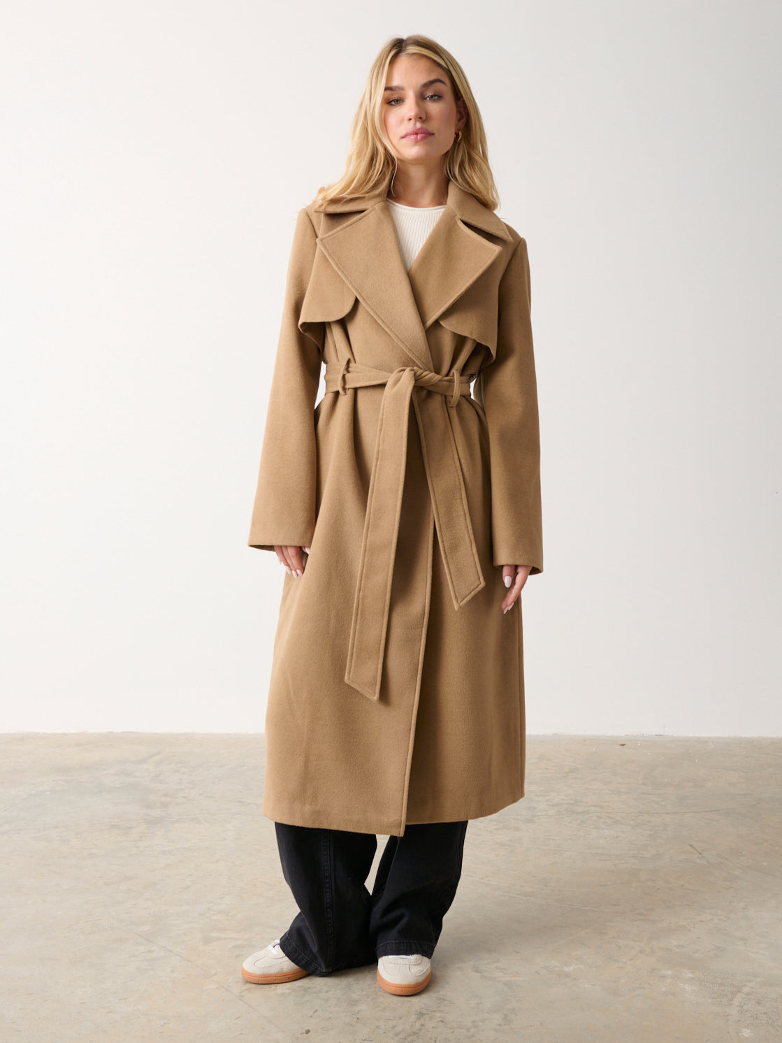 Logan Felted Trench - Camel, M