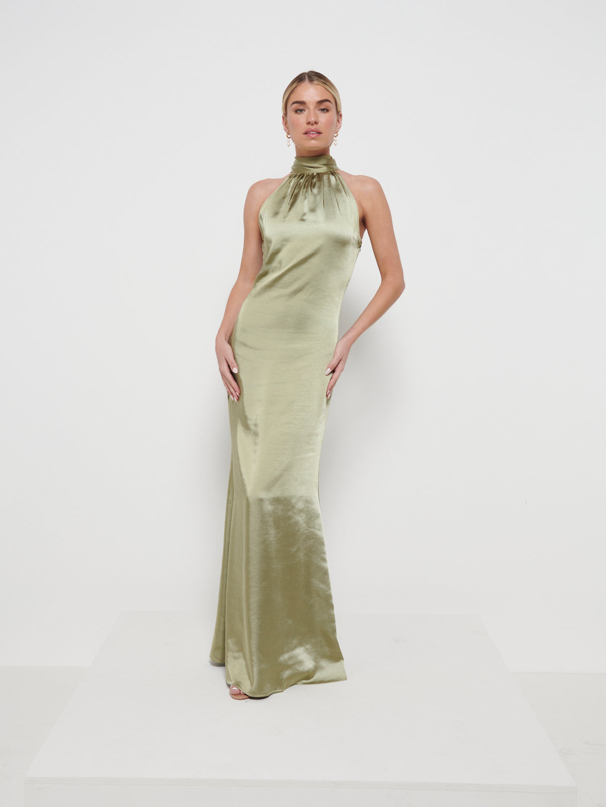 Odelle Maxi Bridesmaid Dress - Matte Olive, 14