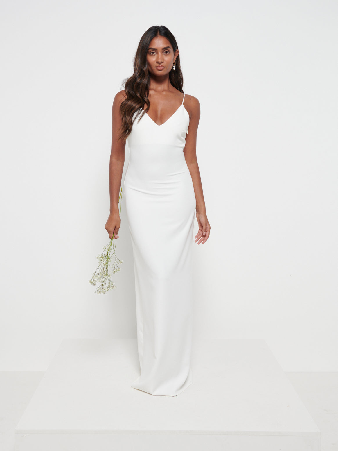 Tillie V-Neck Maxi Bridesmaid Dress - Ivory, 12