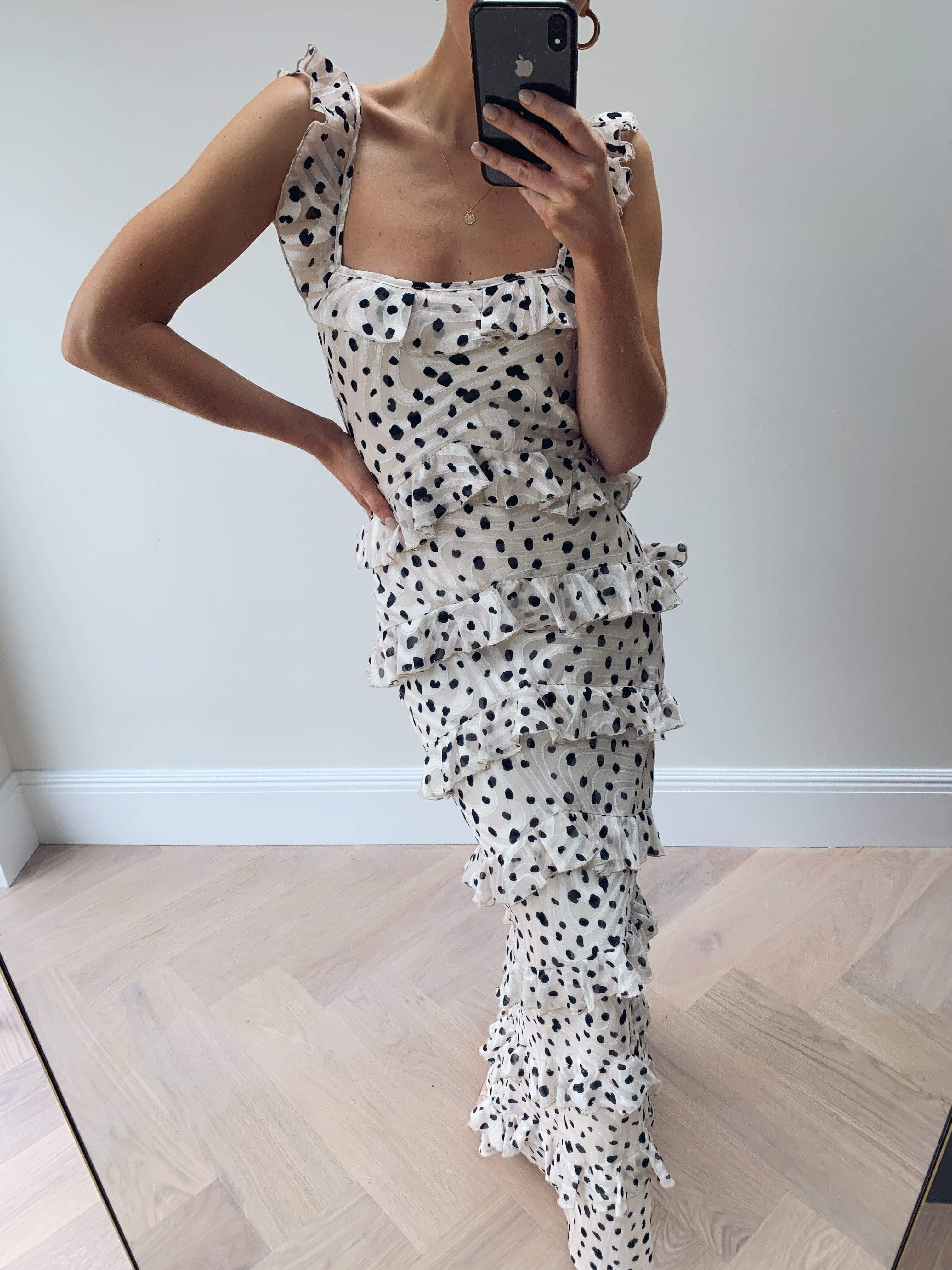 cream spot dress