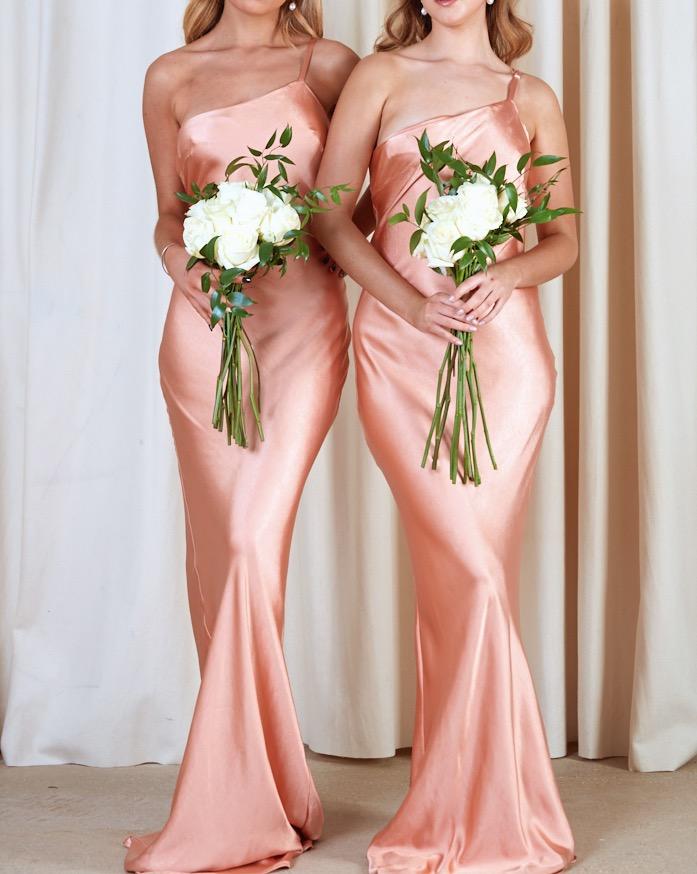 peach maxi dress bridesmaid