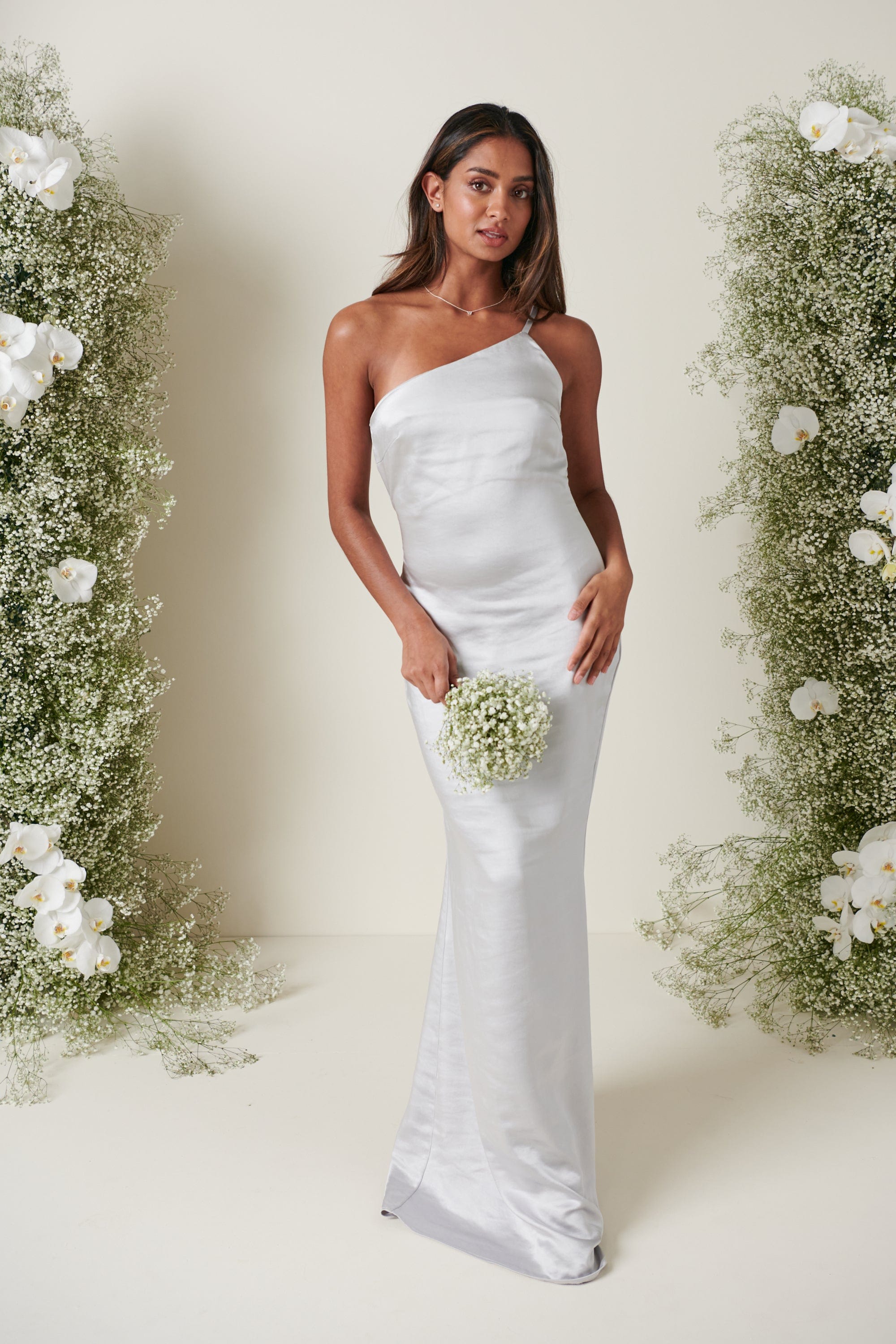 Amelia Maxi Bridesmaid Dress - Matte Silver, 8