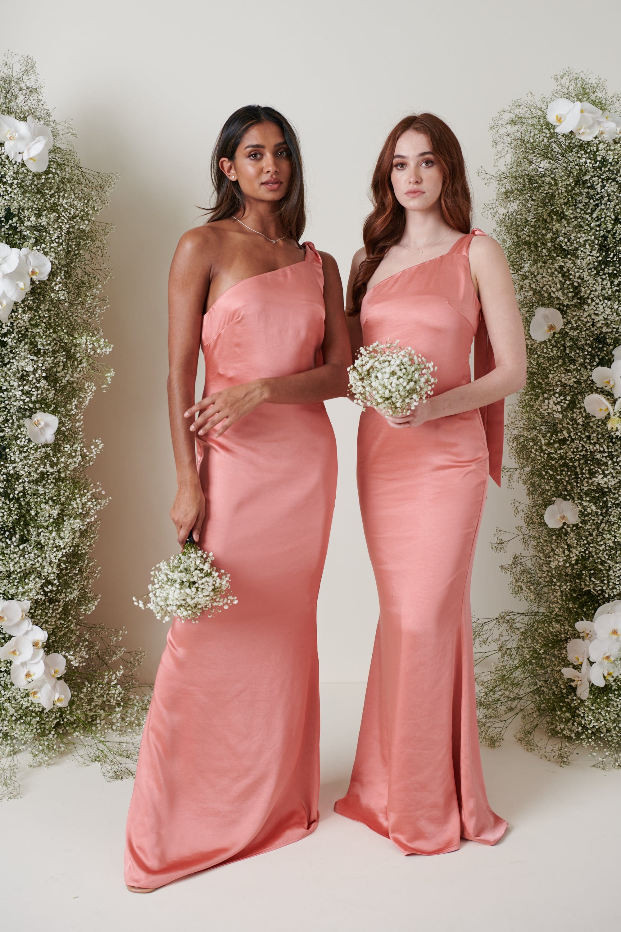 Amelia Tie Maxi Bridesmaid Dress - Matte Apricot Pink, 14