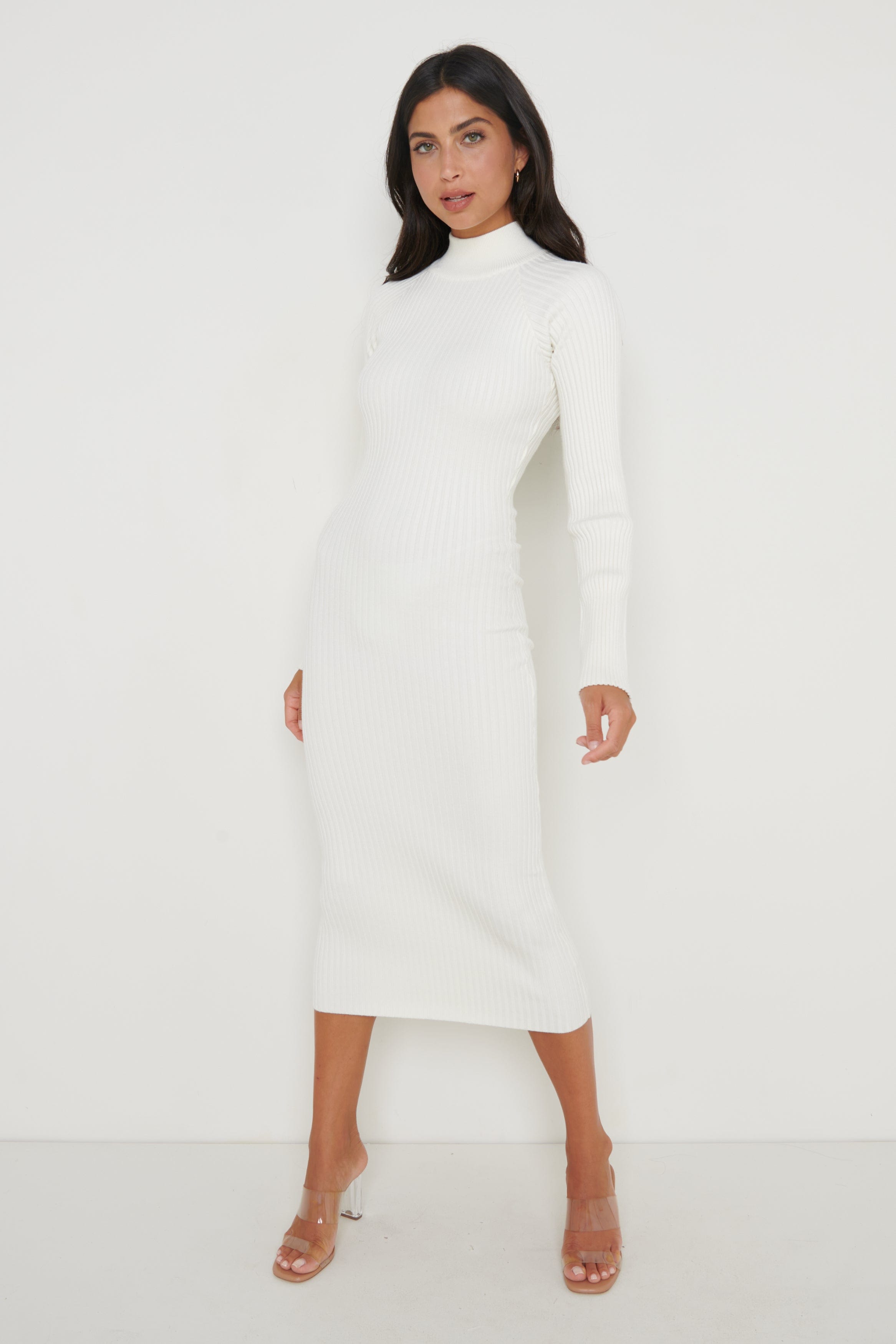 Abbey Knit Midaxi Dress - Cream, L / Cream