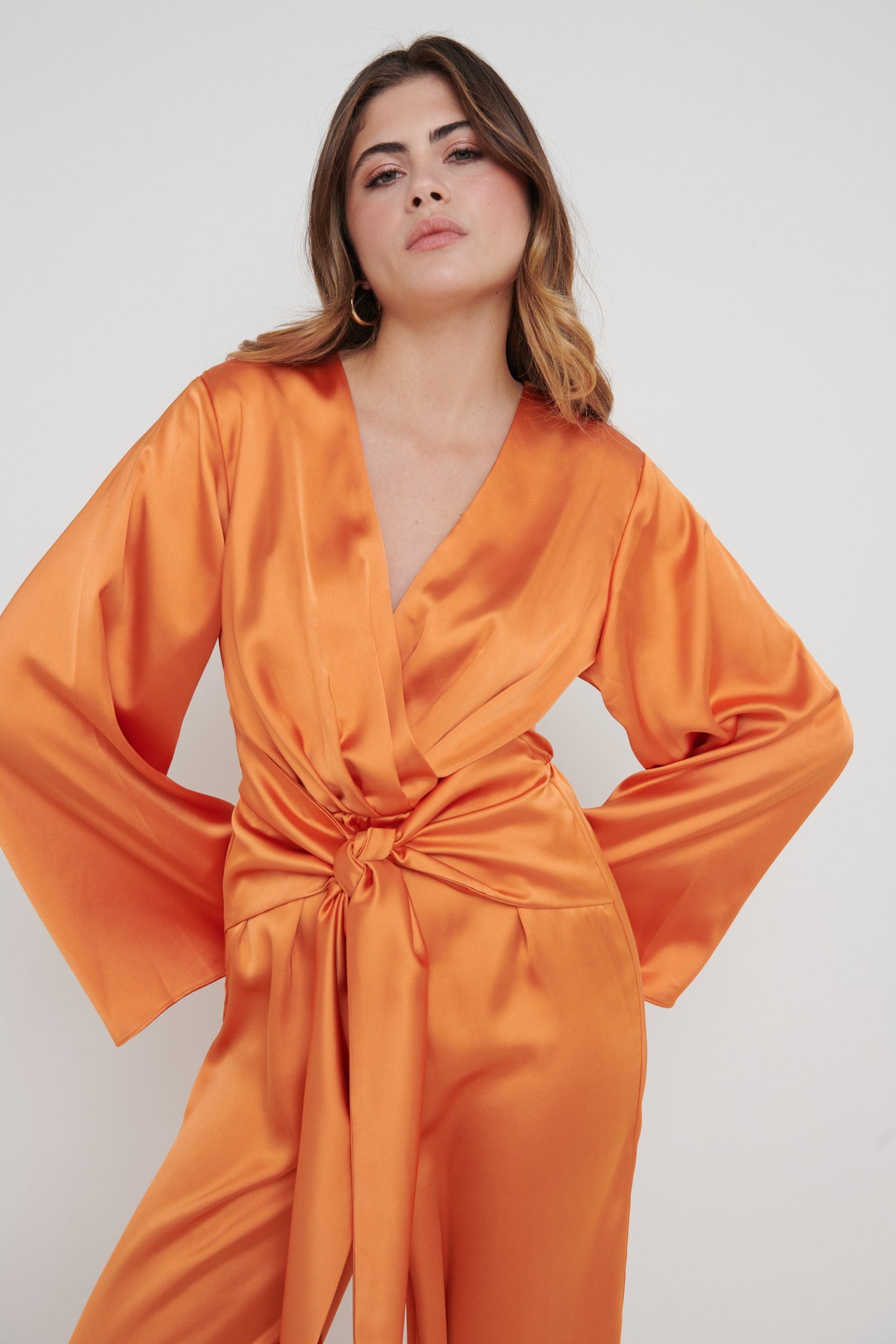 Adelaide Kimono Sleeve Jumpsuit - Orange, 18