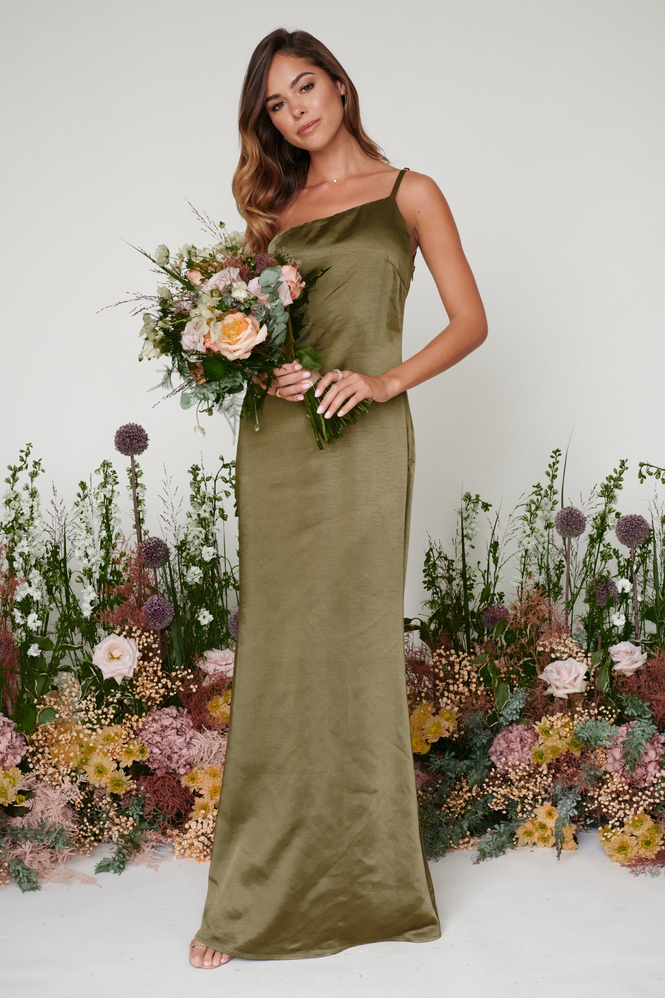 Amelia Maxi Bridesmaid Dress - Matte Military Olive, 14