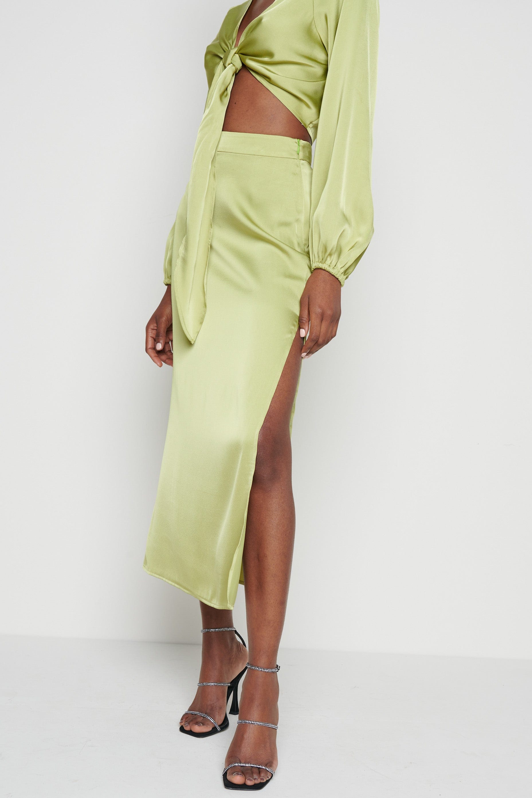 Ashton Ruffle Midi Skirt - Tarragon, 18