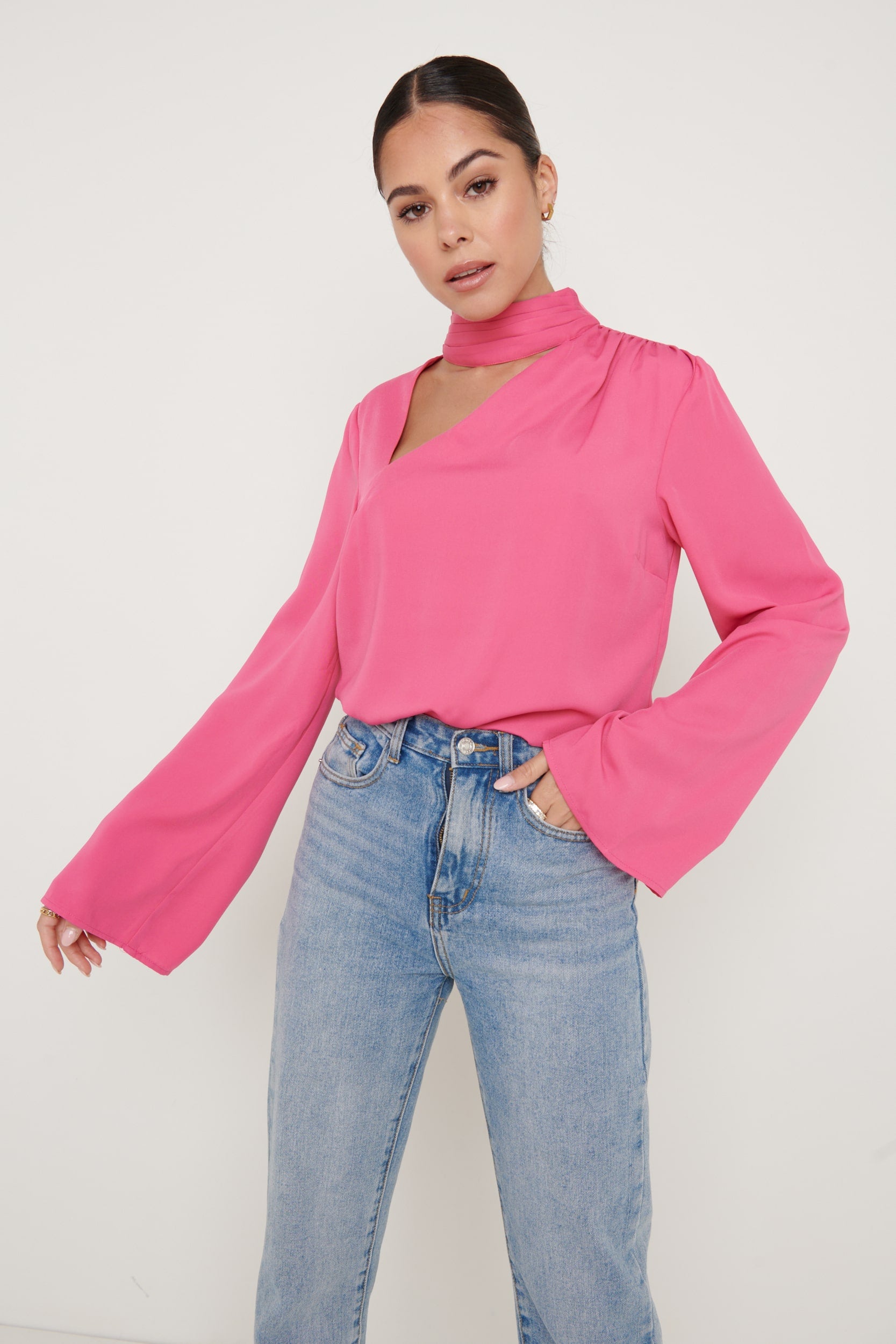 Athene Cut Out Blouse - Fuschia, 12