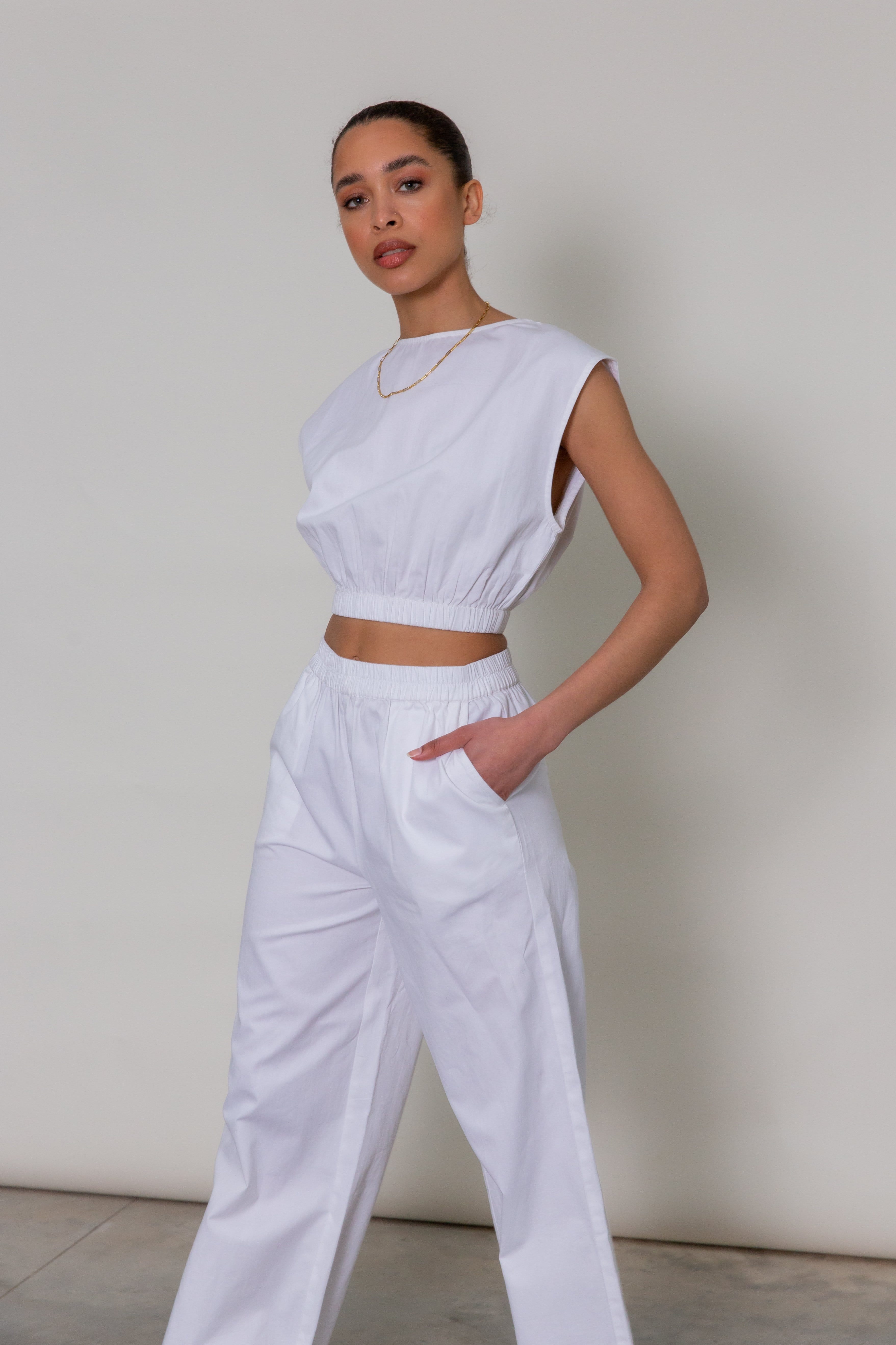 Tatum Wide Crop Top - White, 14