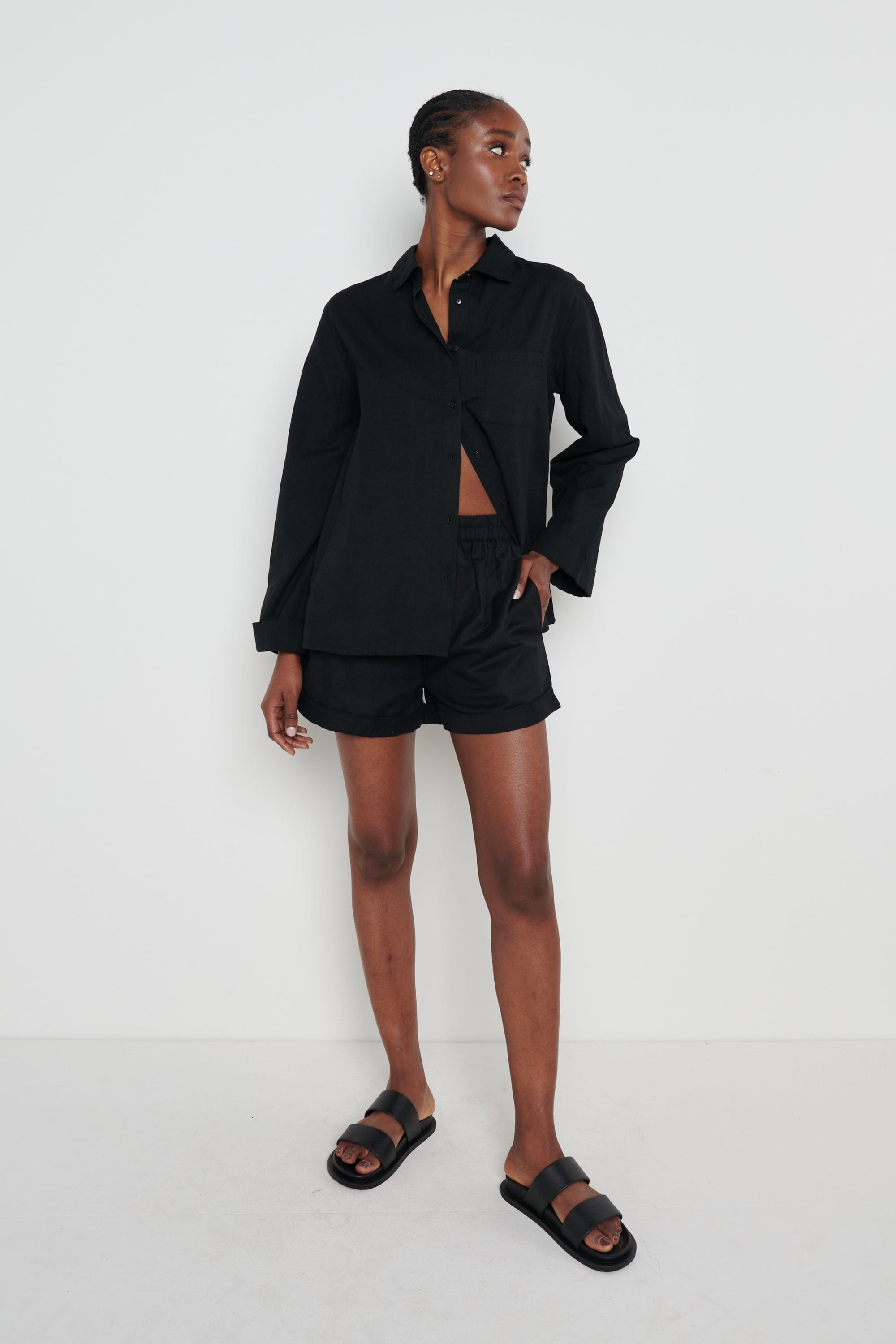 Belle Boxy Linen Shirt - Black – Pretty Lavish