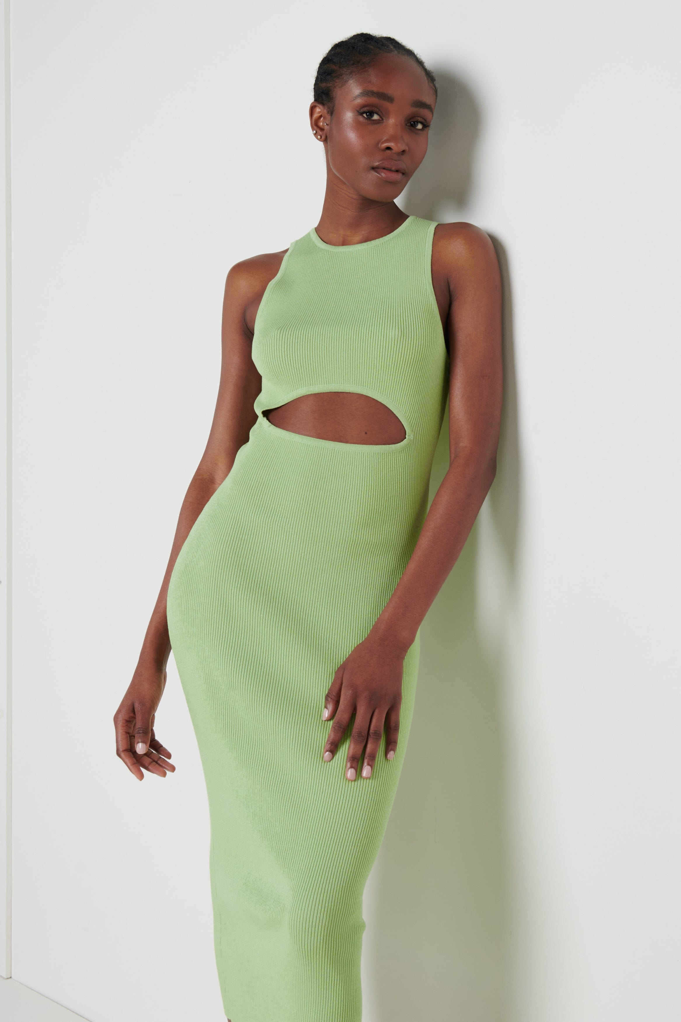 Billie Cut Out Knit Dress - Lime, L