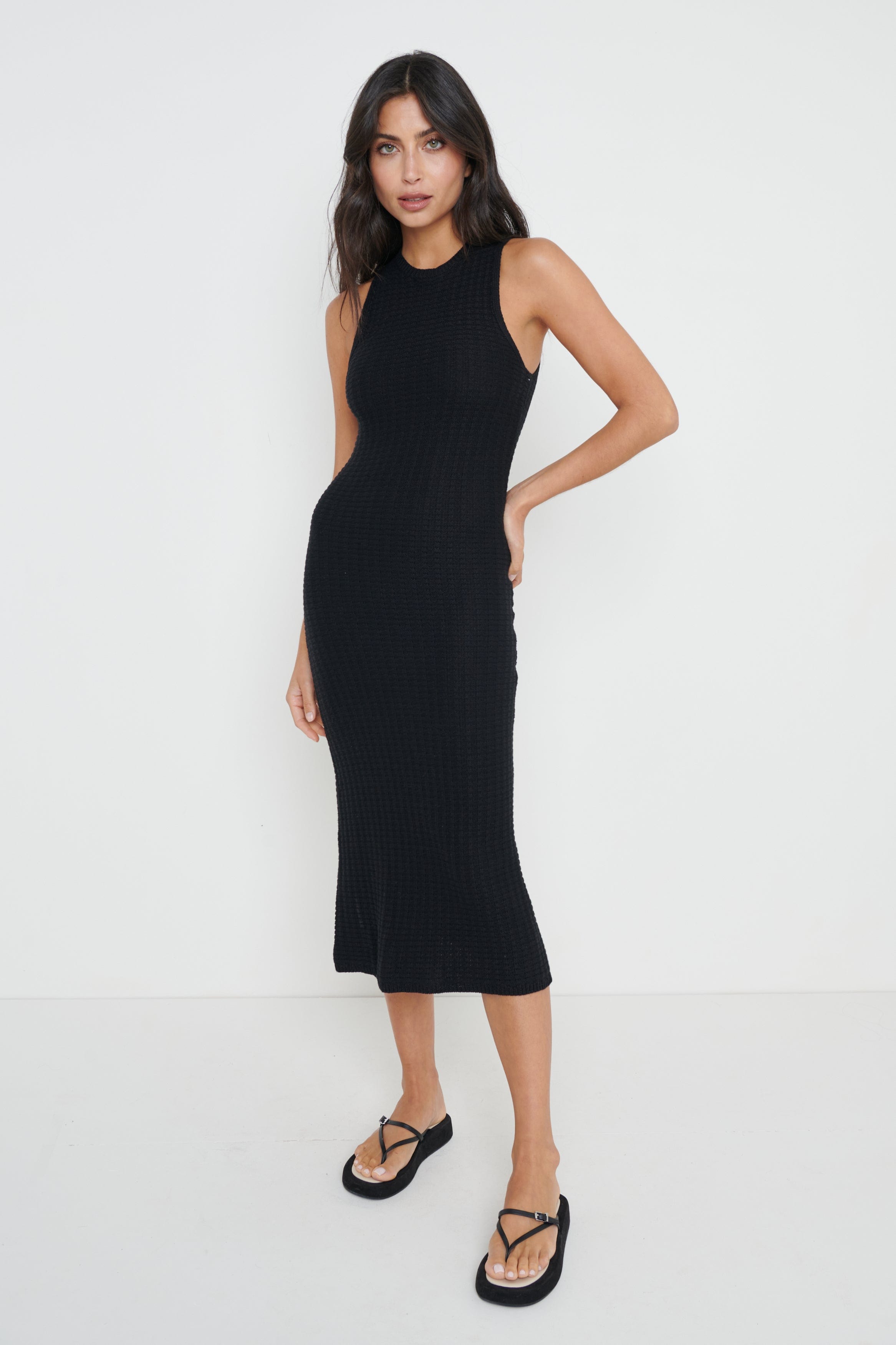 Celine Crochet Midi Dress - Black, M