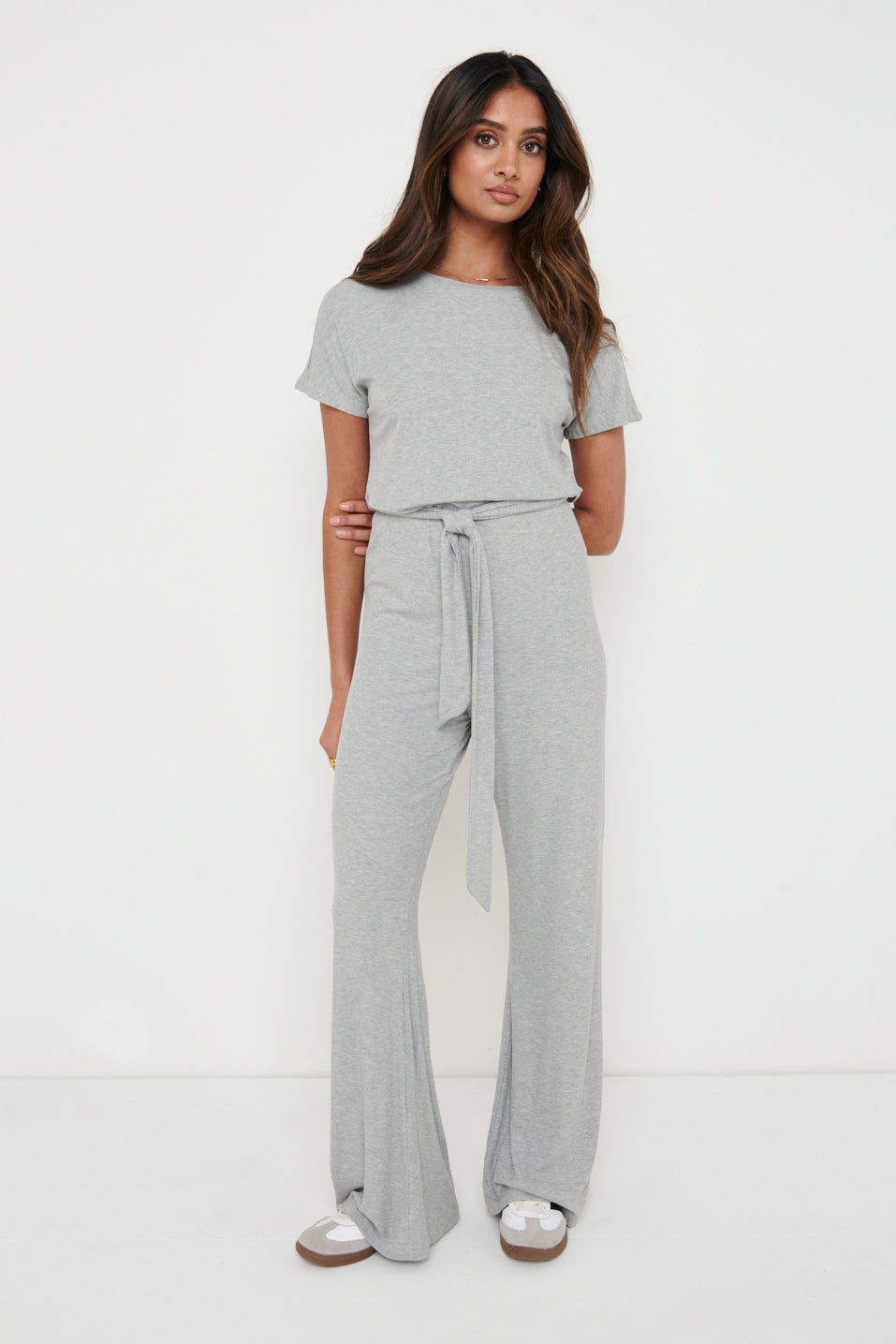 Claude Ribbed Loungewear Jumpsuit - Grey, XL