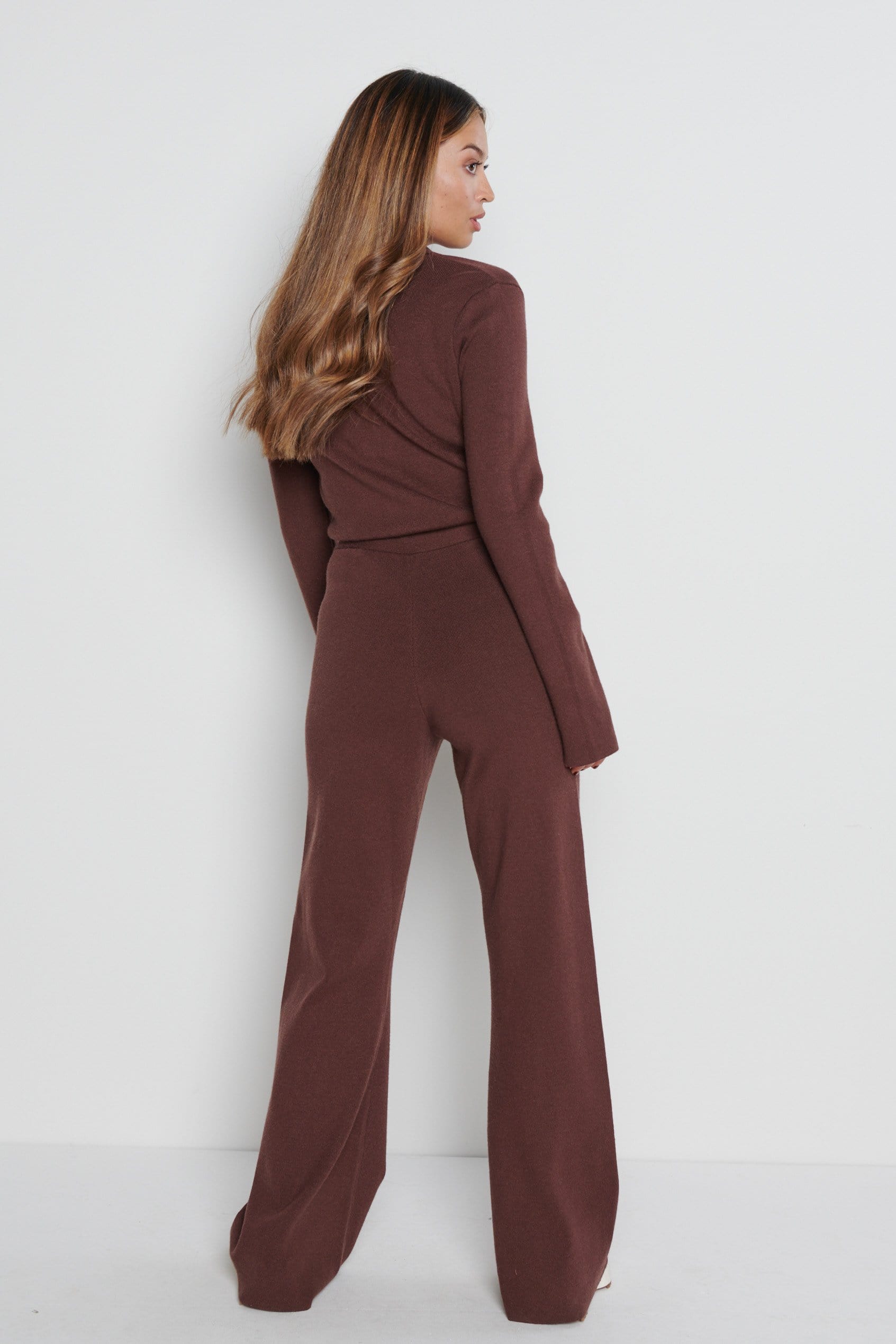 brown knit jumpsuit