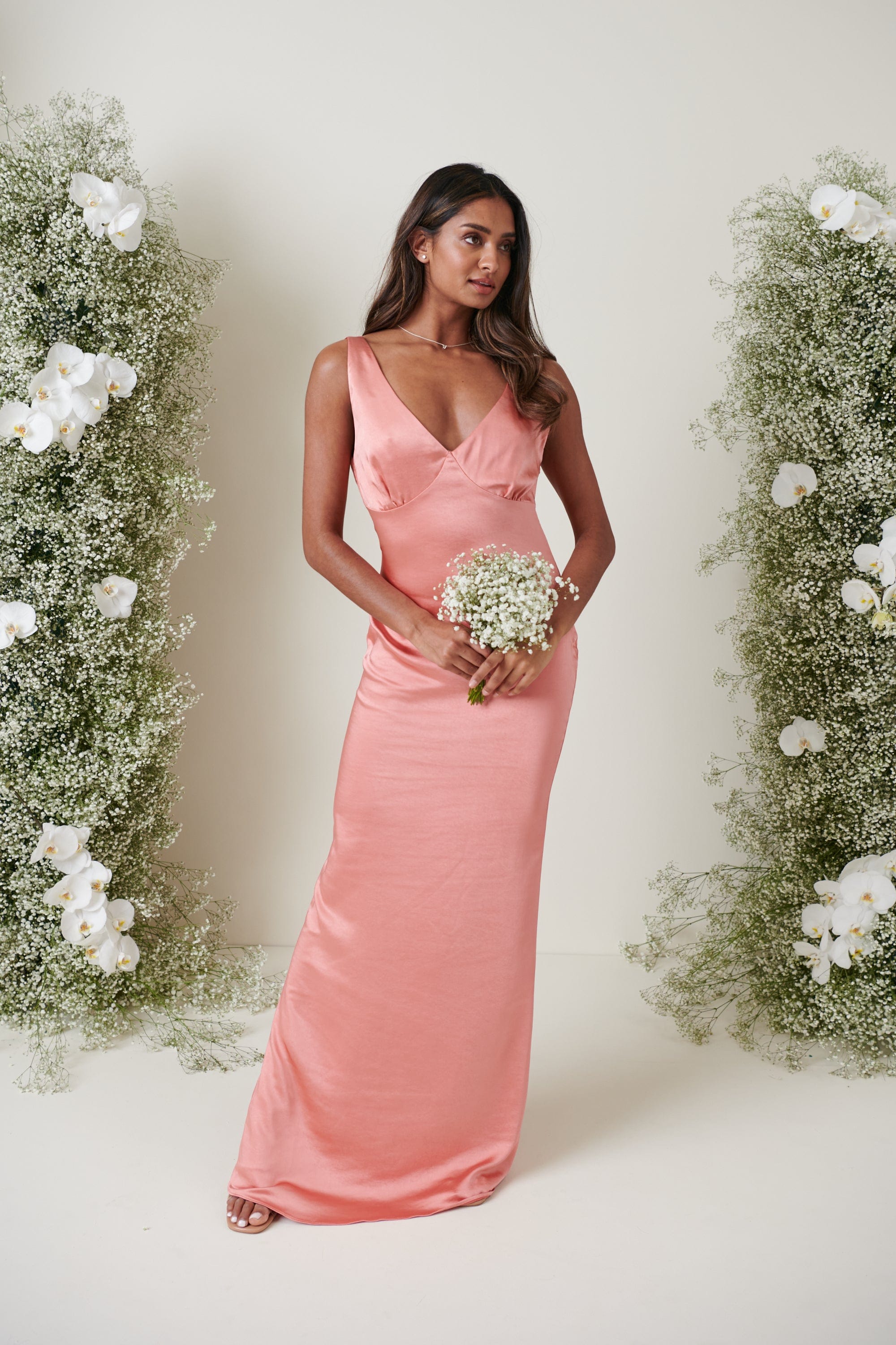 Esmee Maxi Bridesmaid Dress - Matte Apricot Pink, 8