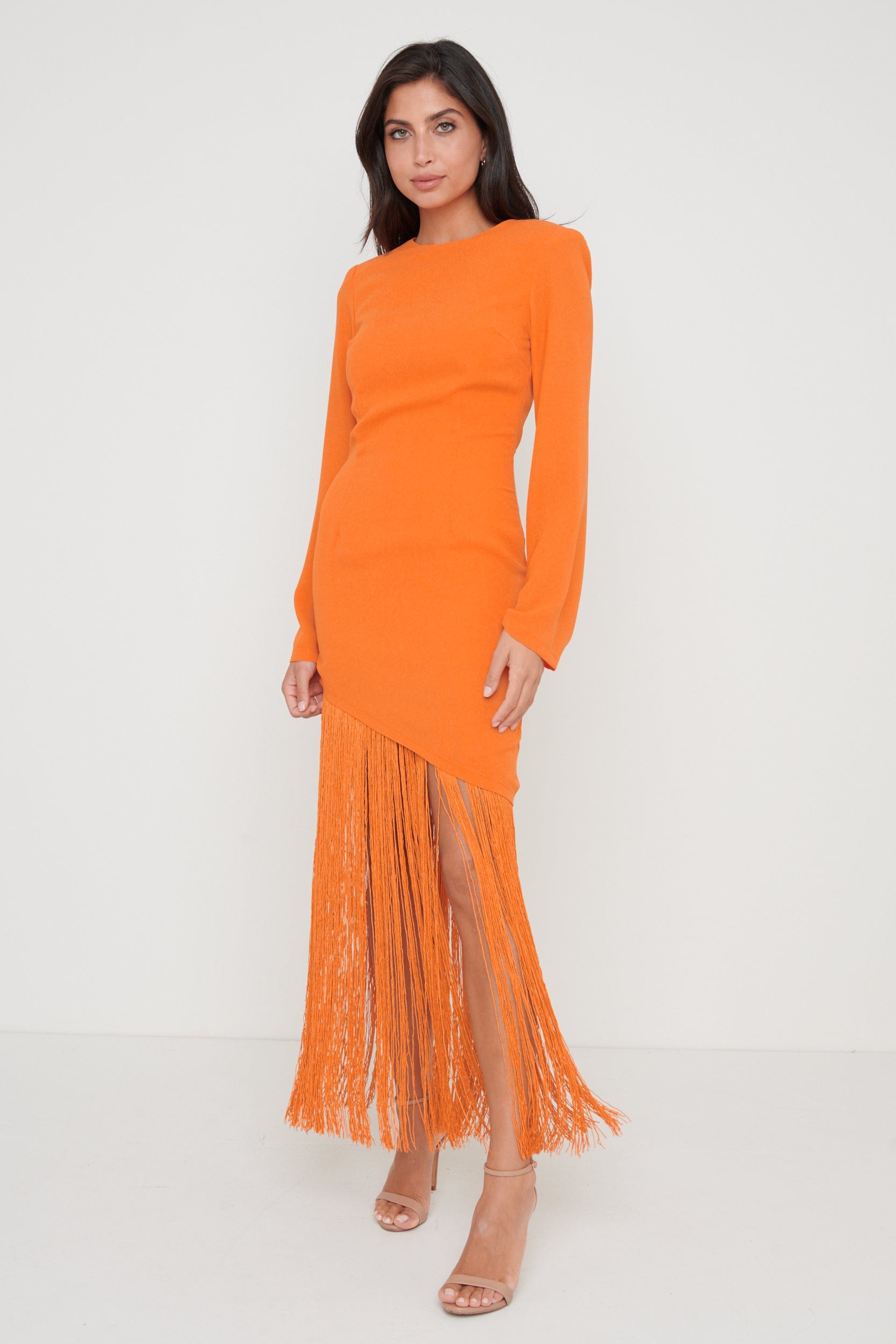 Francoise Fringed Maxi Dress - Orange, 10