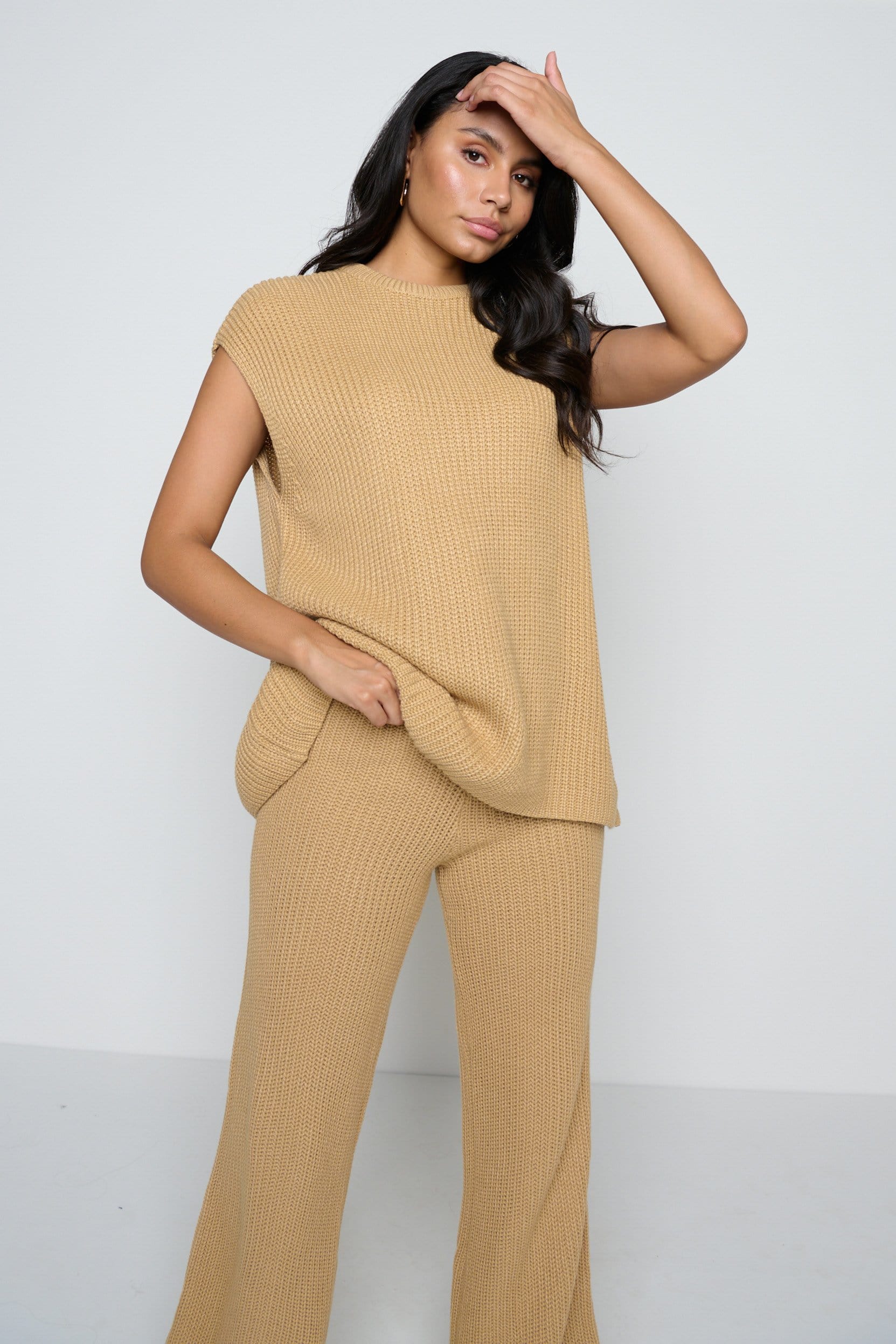 Frankie Sleeveless Jumper - Camel, XS