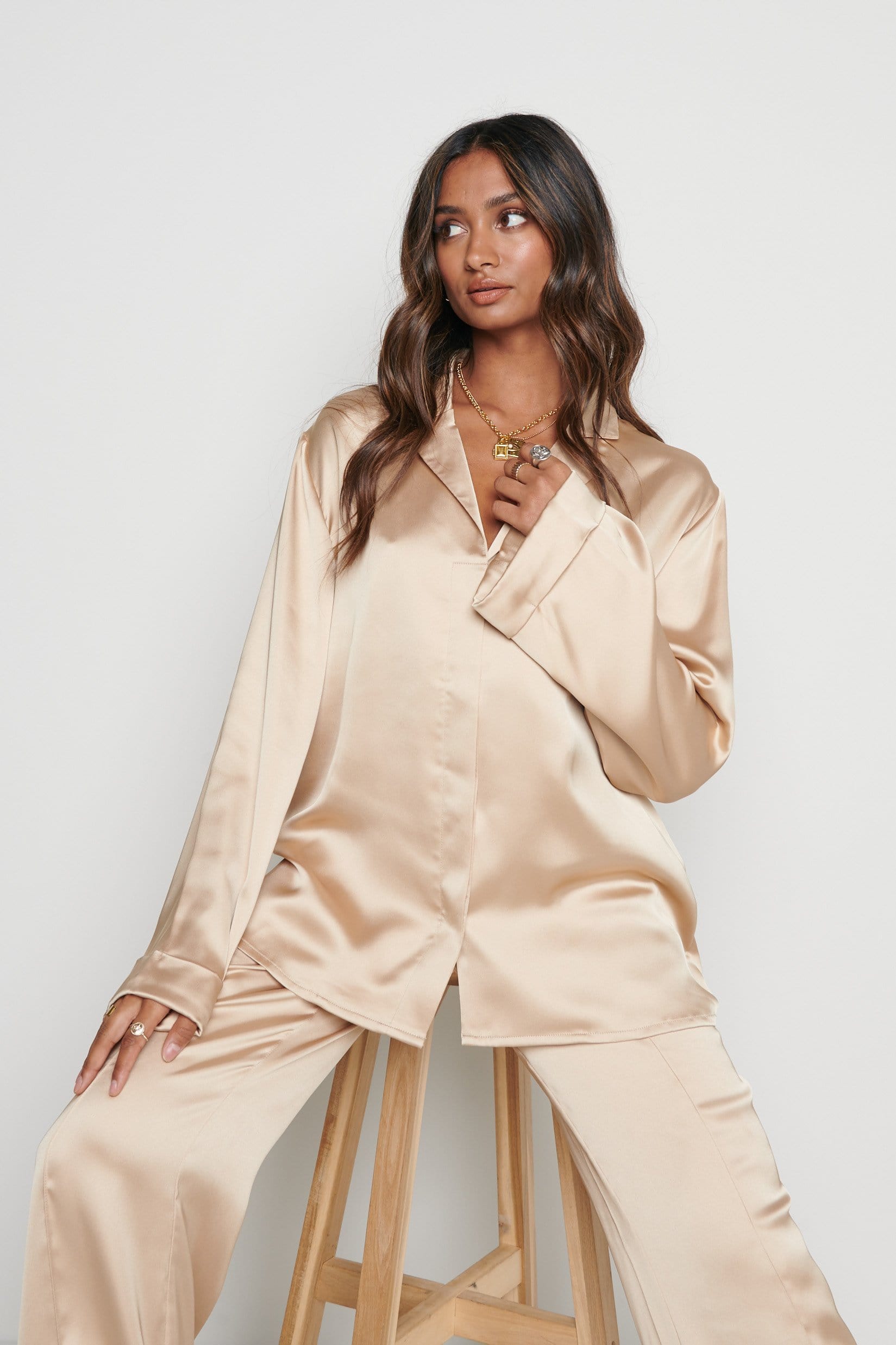 Hailee Relaxed Blouse - Champagne Gold, M