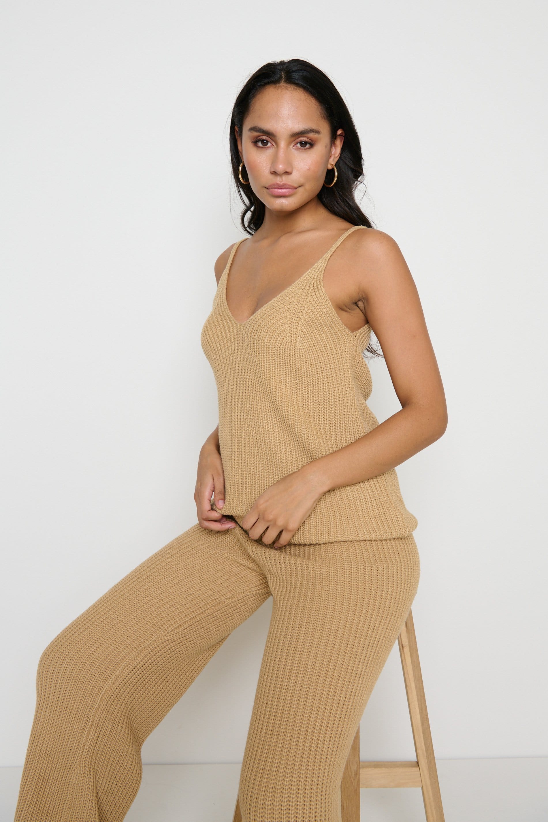 Renee Knitted Top - Camel, L