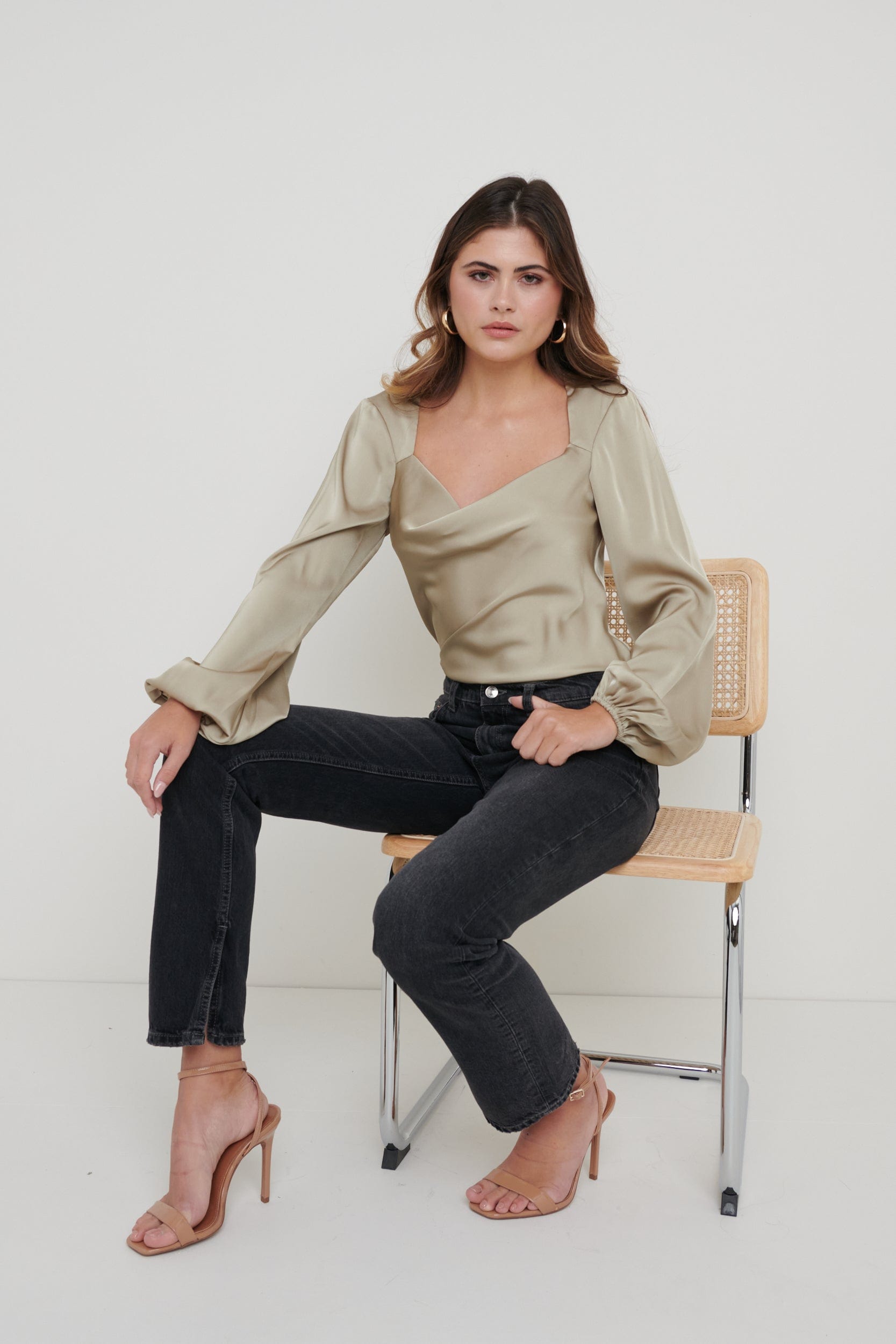 Louis Satin Wrap Blouse - Champagne – Pretty Lavish