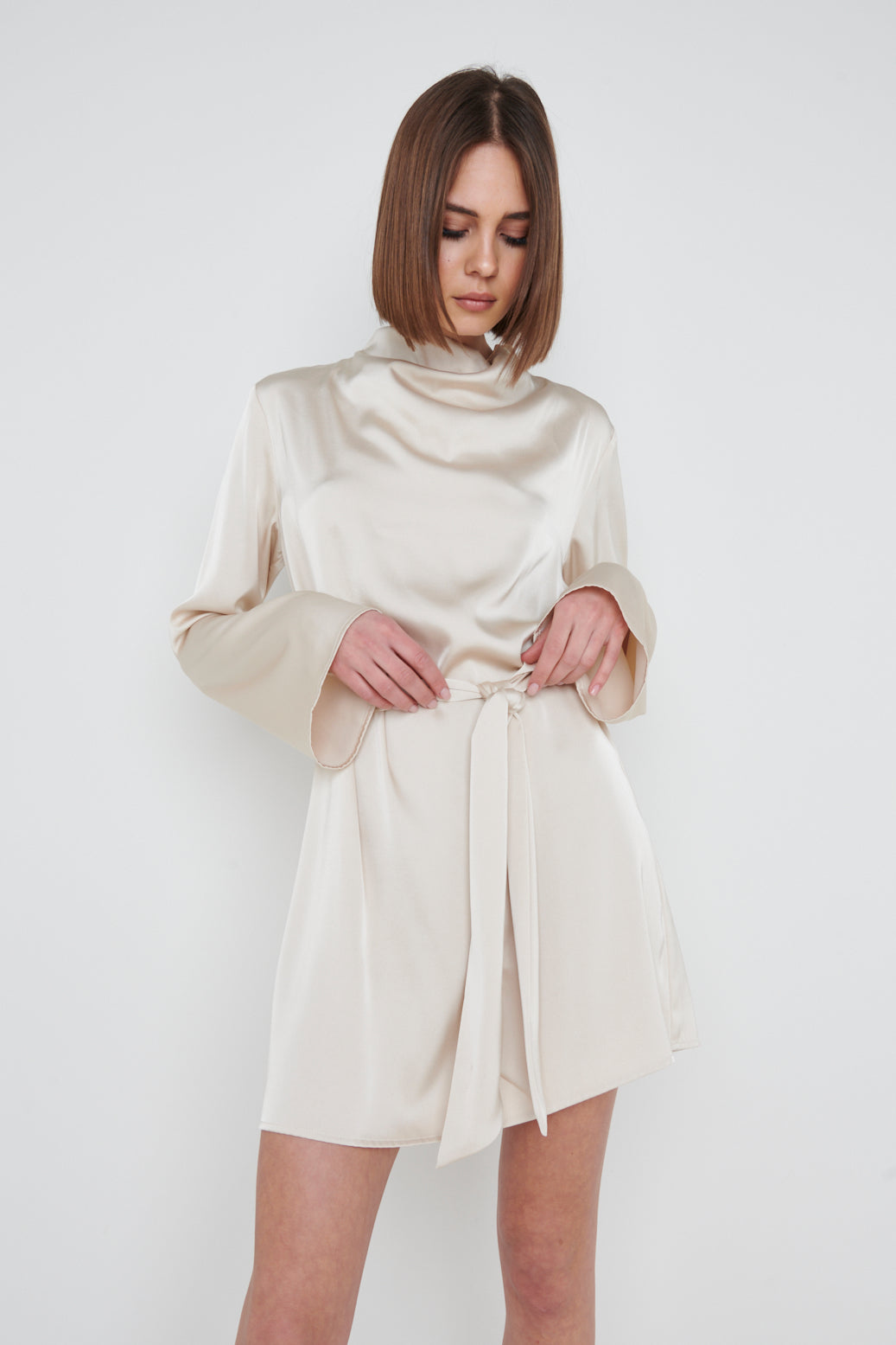 Jayda Cowl Neck Dress - Oyster, XL