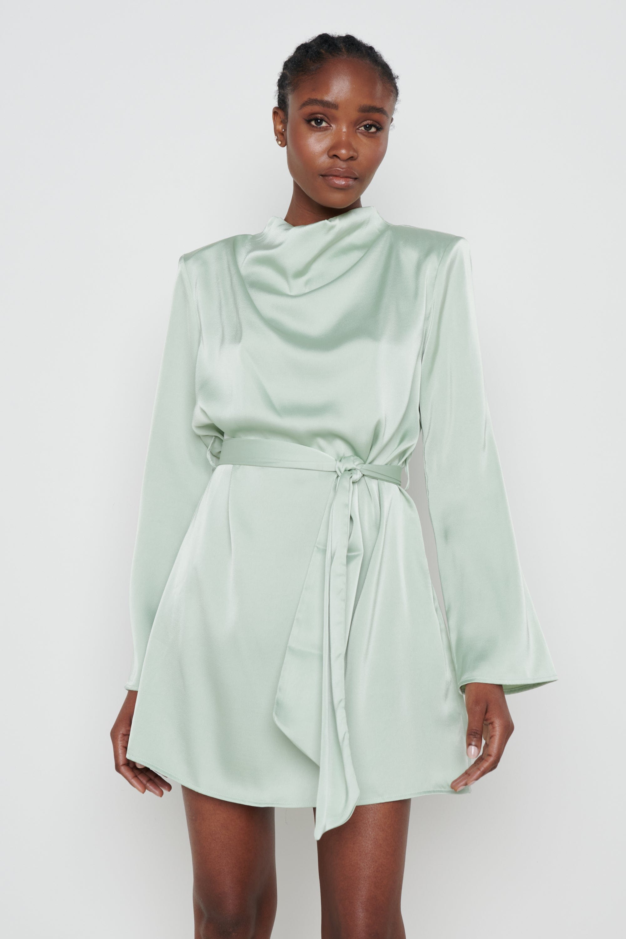 Jayda Cowl Neck Dress - Mint, S