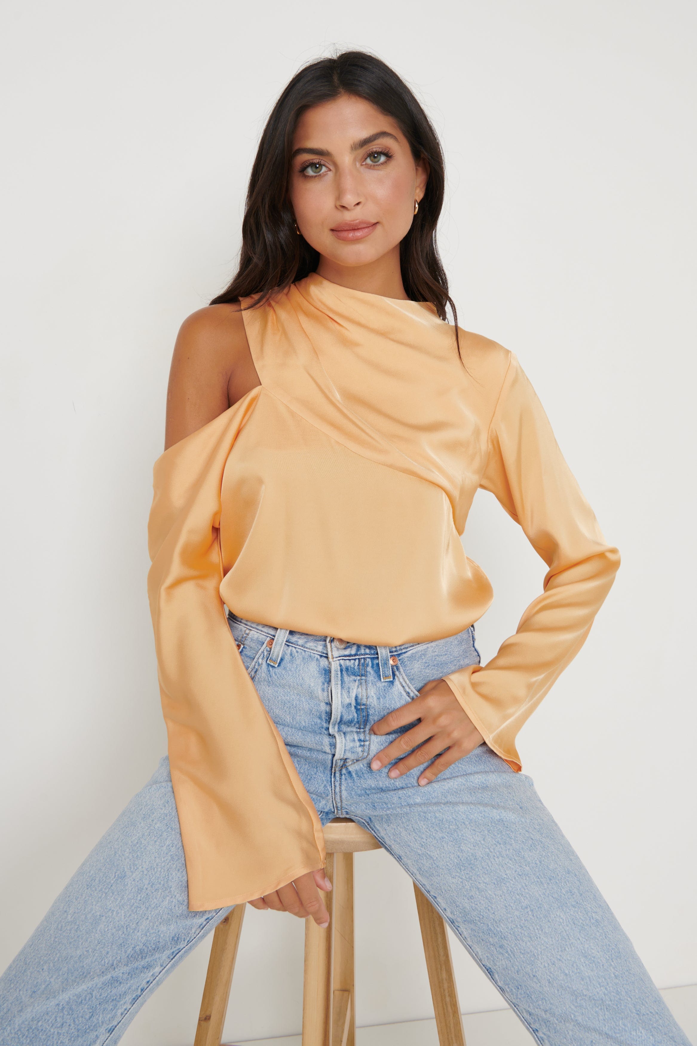 Jett Asymmetric Blouse - Orange, 14