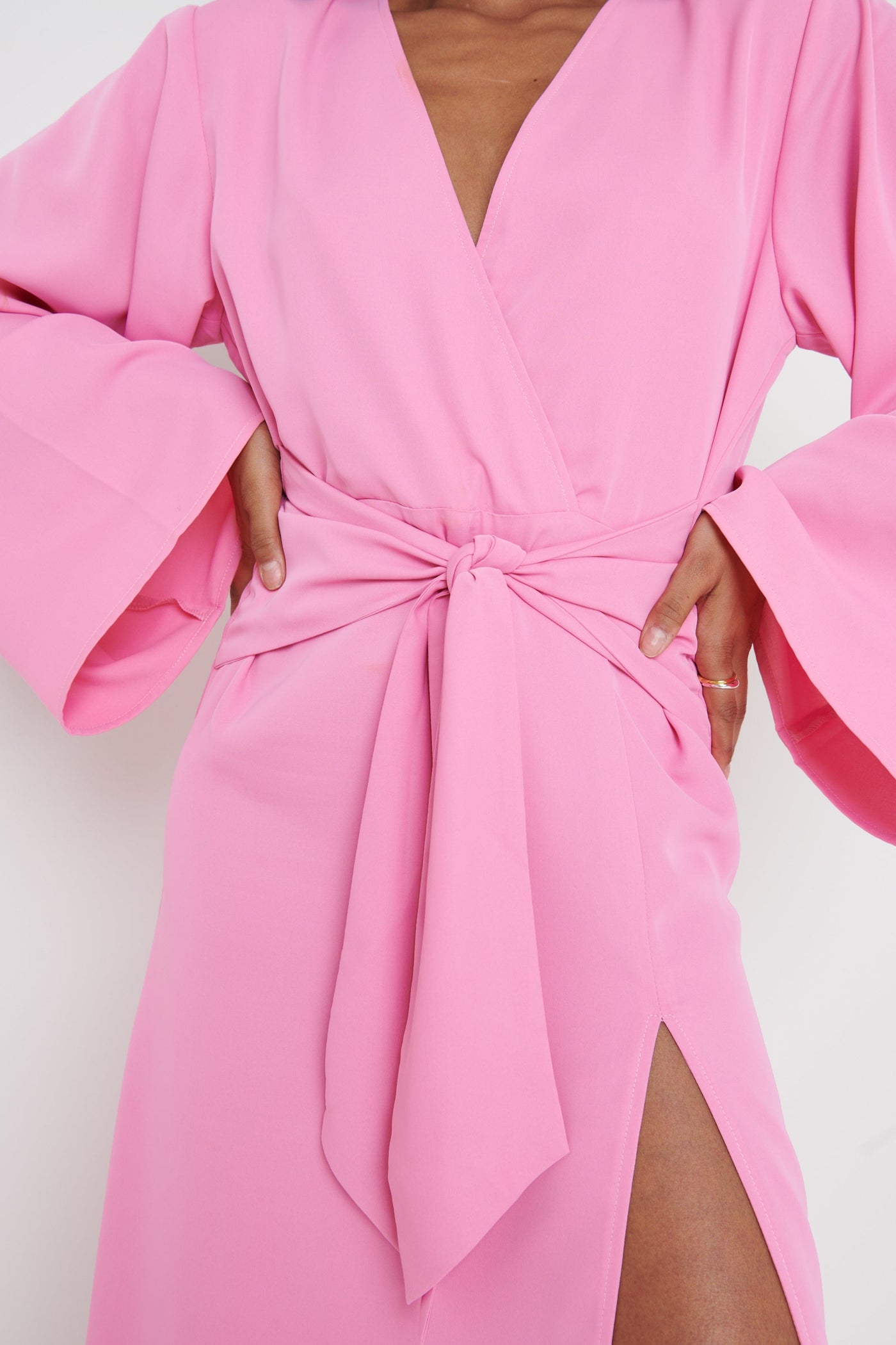 Josephine Knot Drape Midaxi Dress - Pink – Pretty Lavish