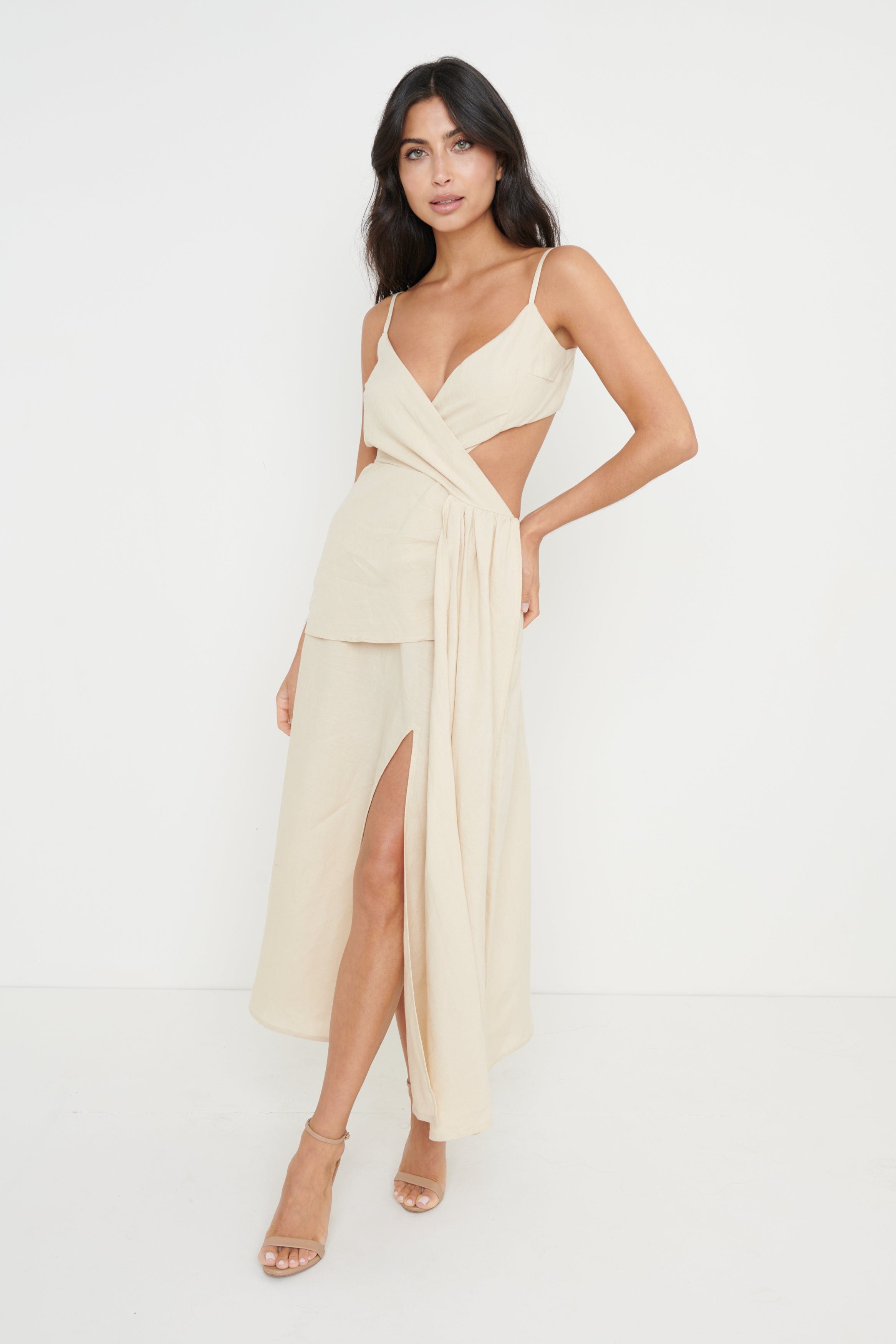 Julian Drape Midaxi Dress - Off White, 10